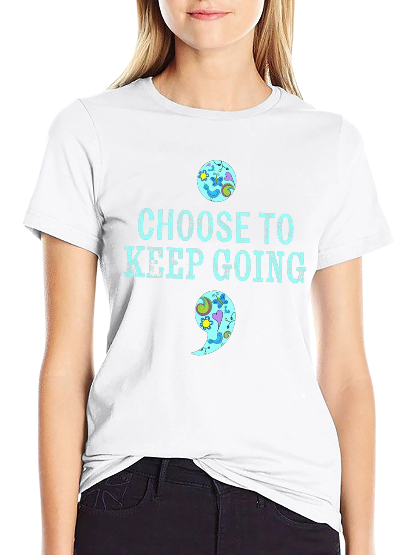 Choose To Keep Going T-Shirt Semicolon Mental Health Awareness