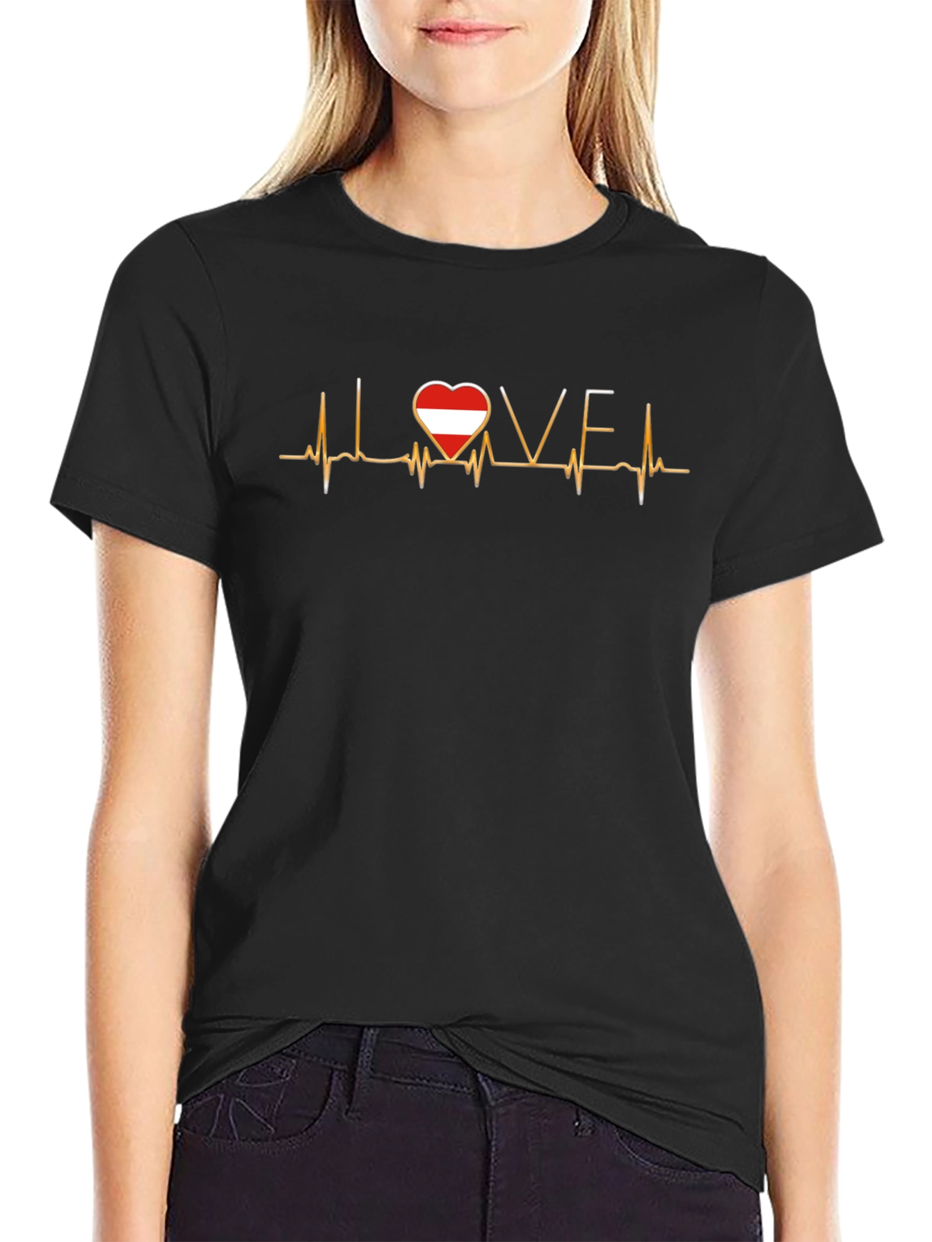 Heartbeat Love Austria Flag Graphic Tee