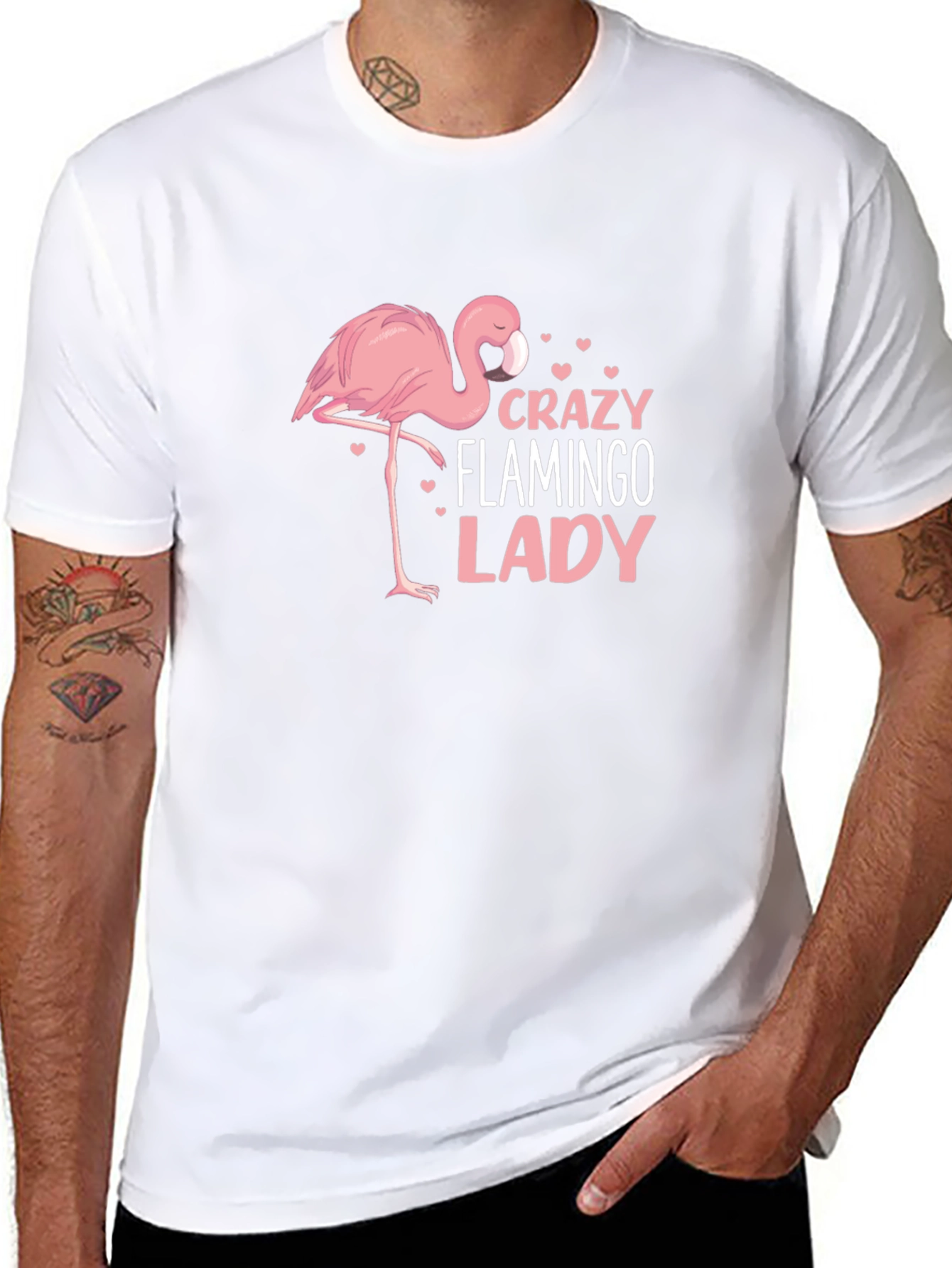 Crazy Flamingo Lady Black Graphic Tee