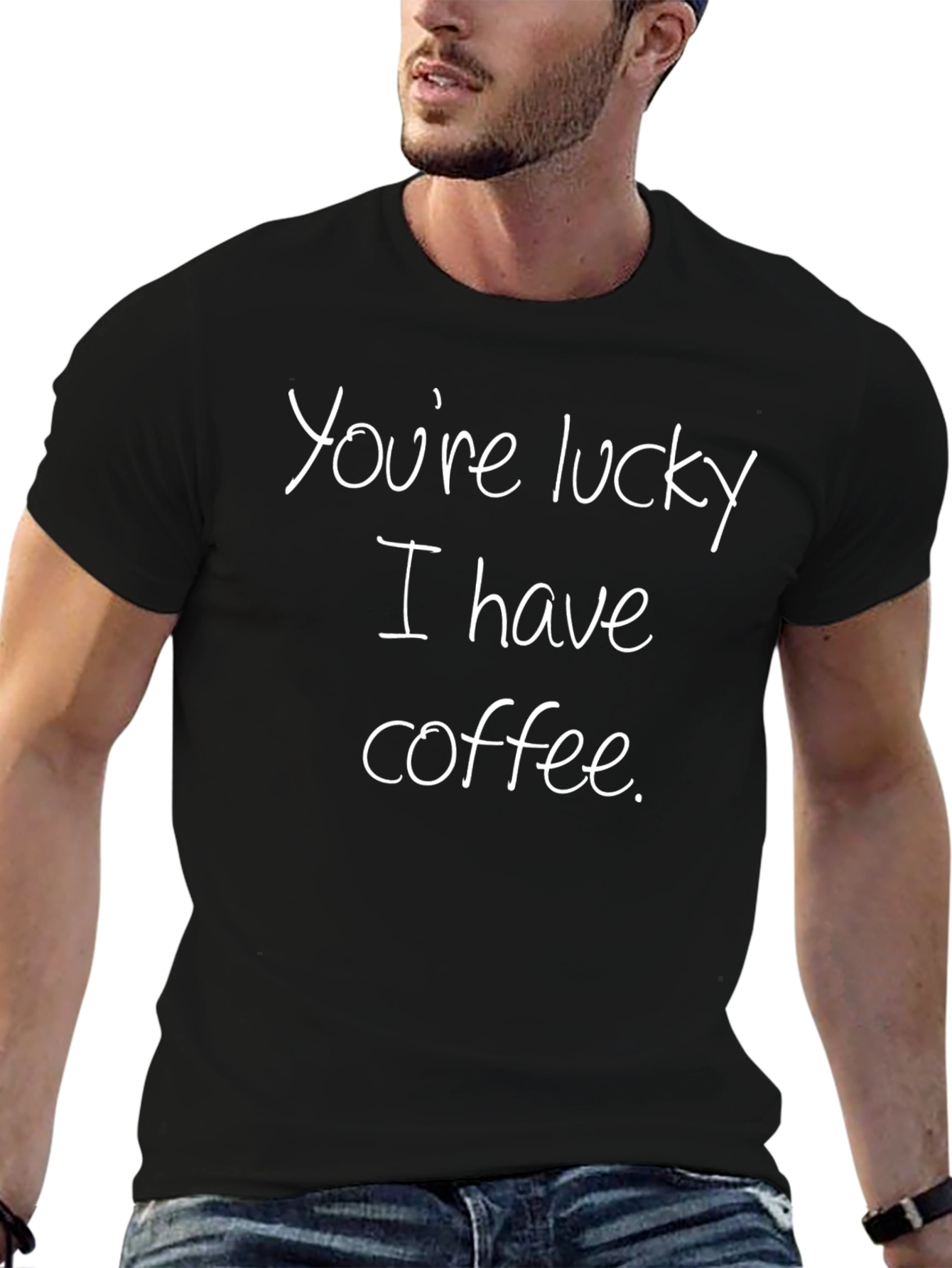 Lucky I Have Coffee Graphic T-Shirt