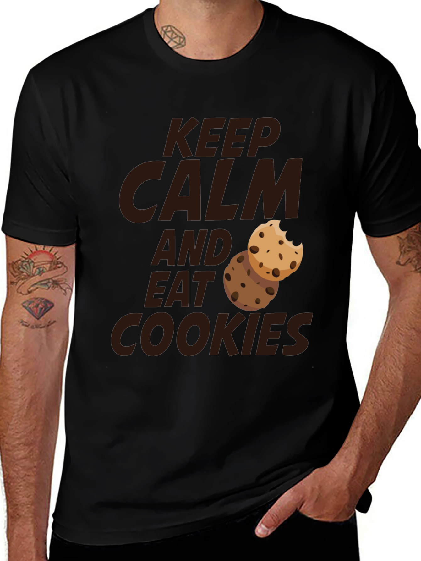 Keep Calm and Eat Cookies - Novelty Graphic T-Shirt