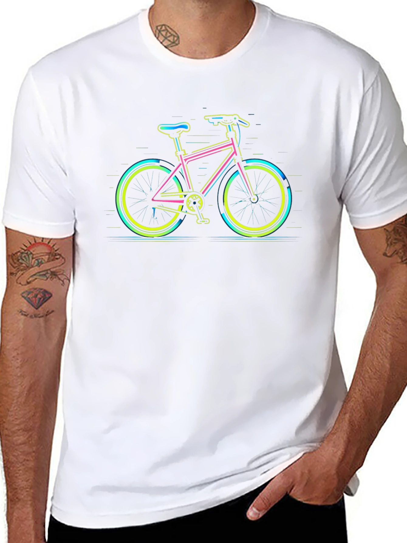 Neon Bicycle Graphic Tee - Cool Casual Style