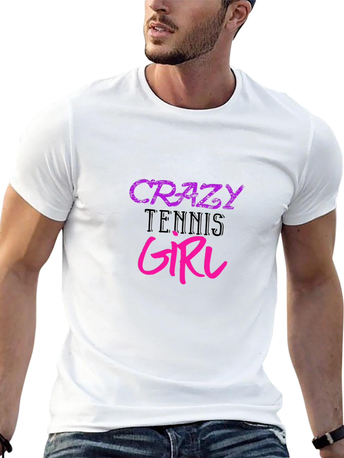 Crazy Tennis Girl Black T-Shirt
