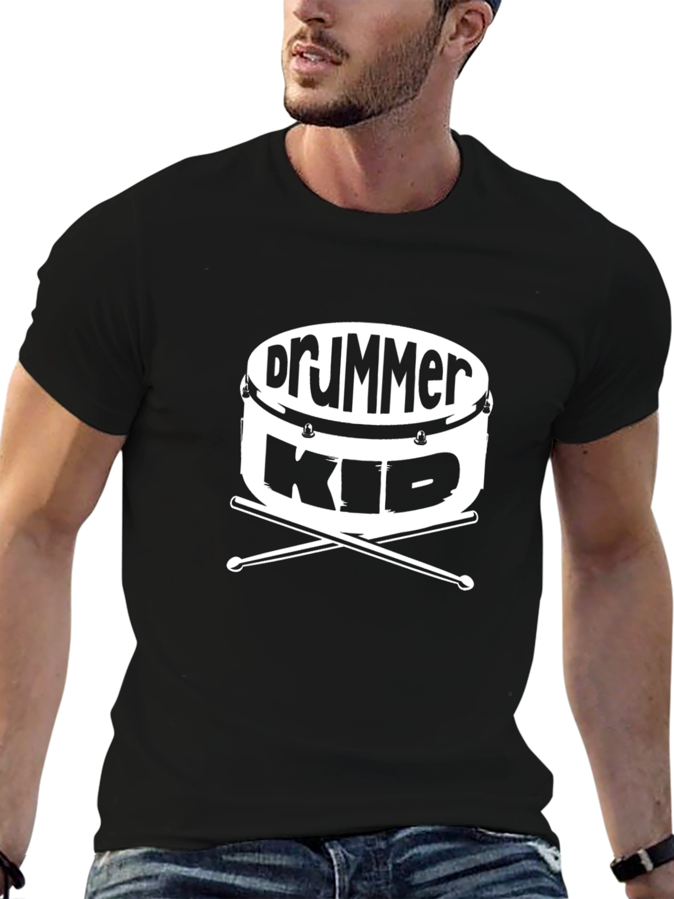 Drummer Kid Black T-Shirt