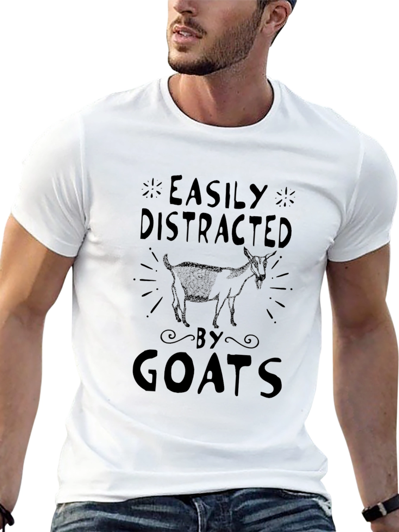 Easily Distracted by Goats Black T-Shirt