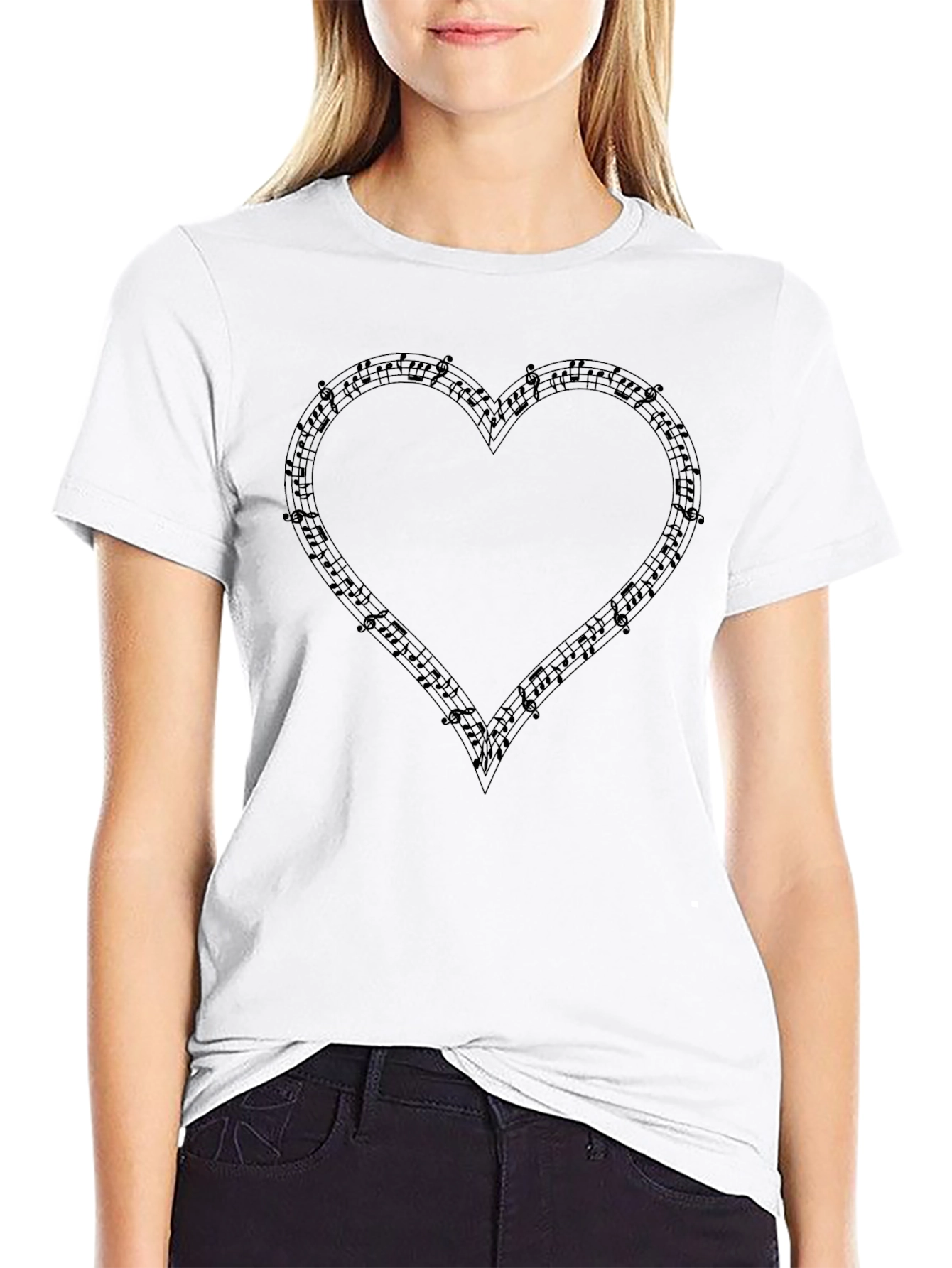 Musical Heart Graphic T-Shirt - Black