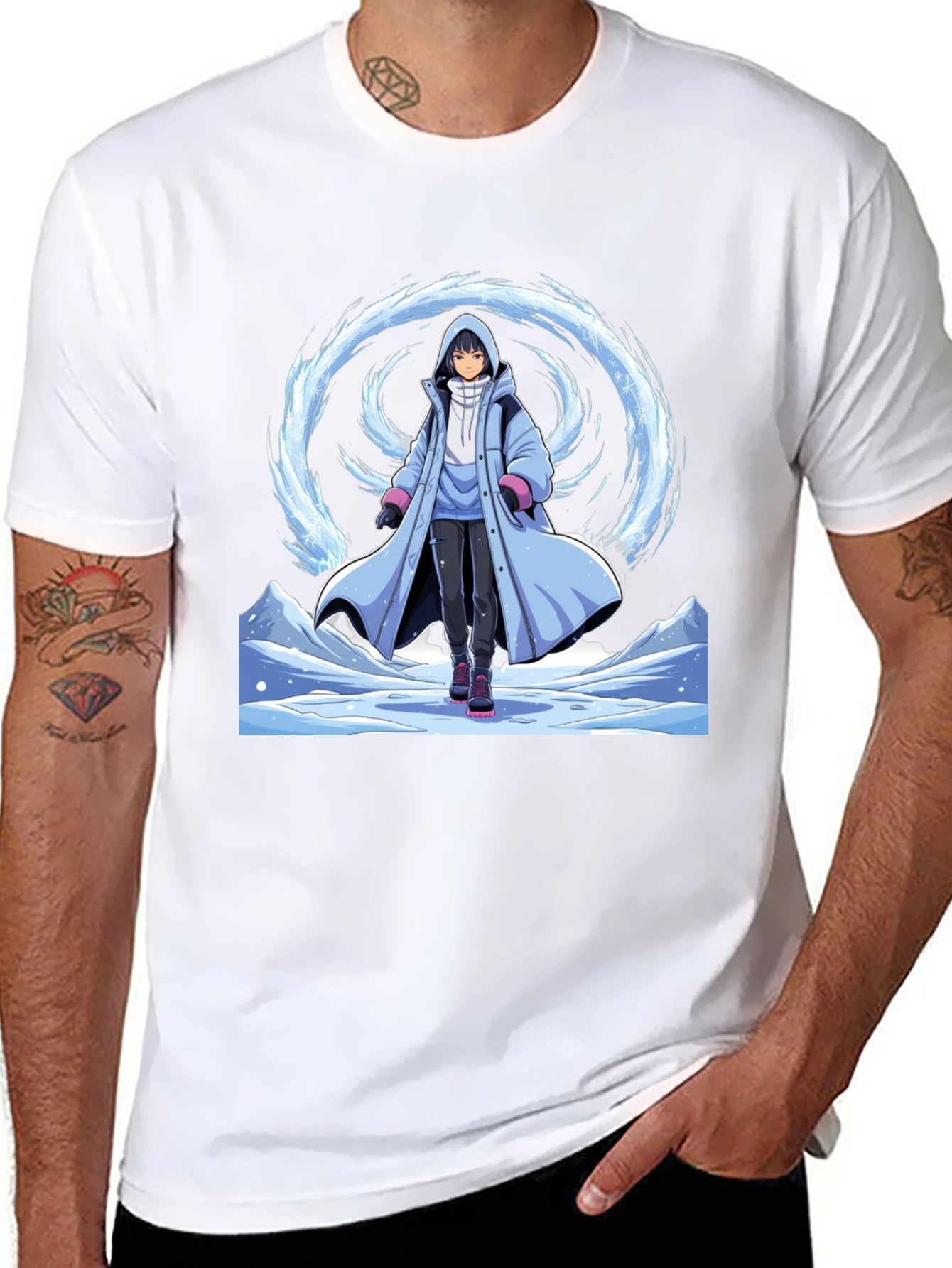 Anime Ice Wizard Black T-Shirt