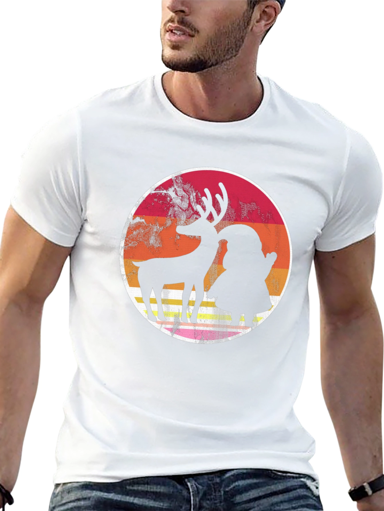 Retro Reindeer & Santa Graphic Tee