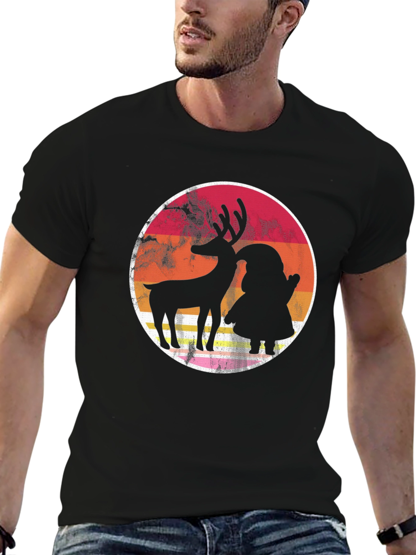 Retro Reindeer & Santa Graphic Tee