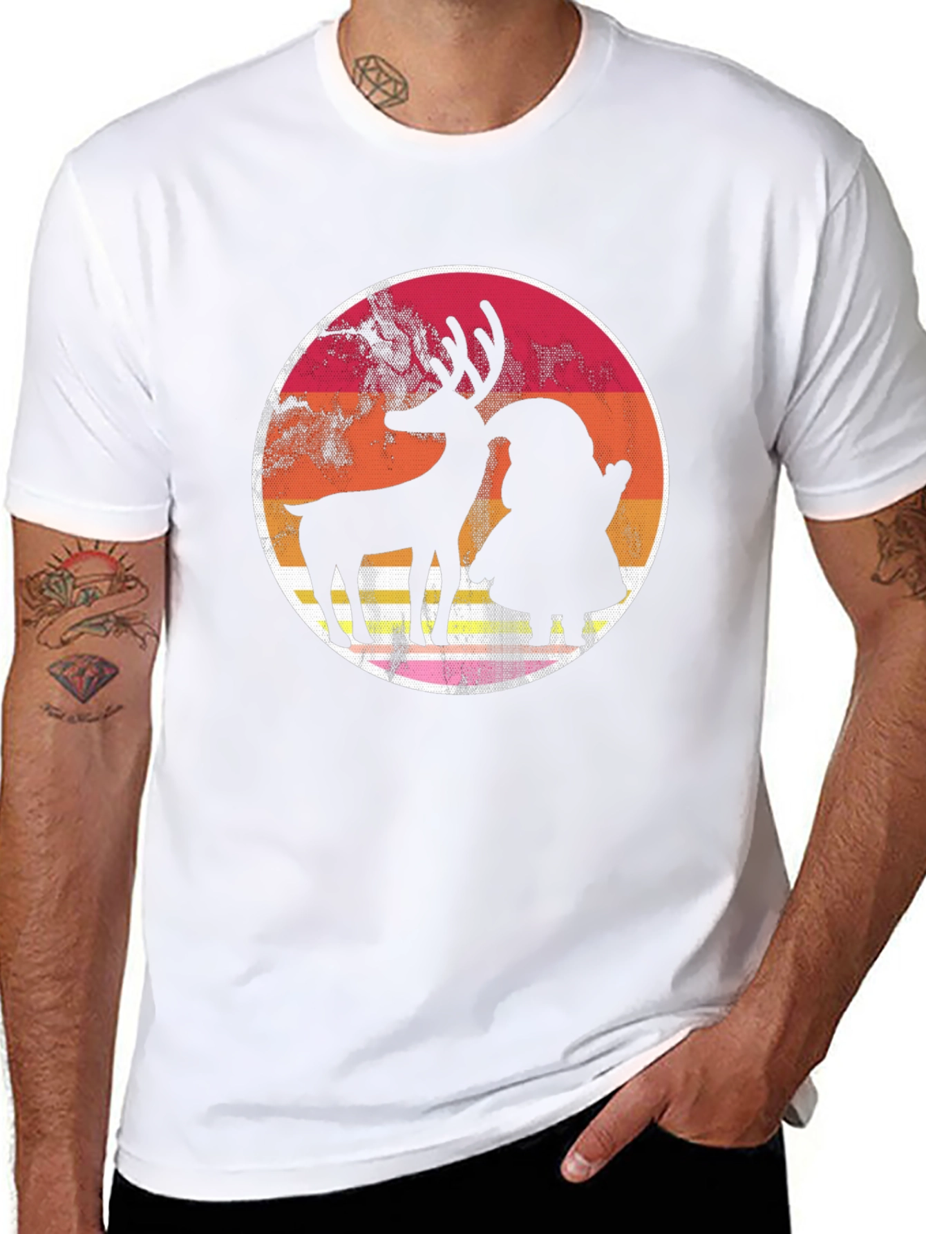 Retro Reindeer & Santa Graphic Tee