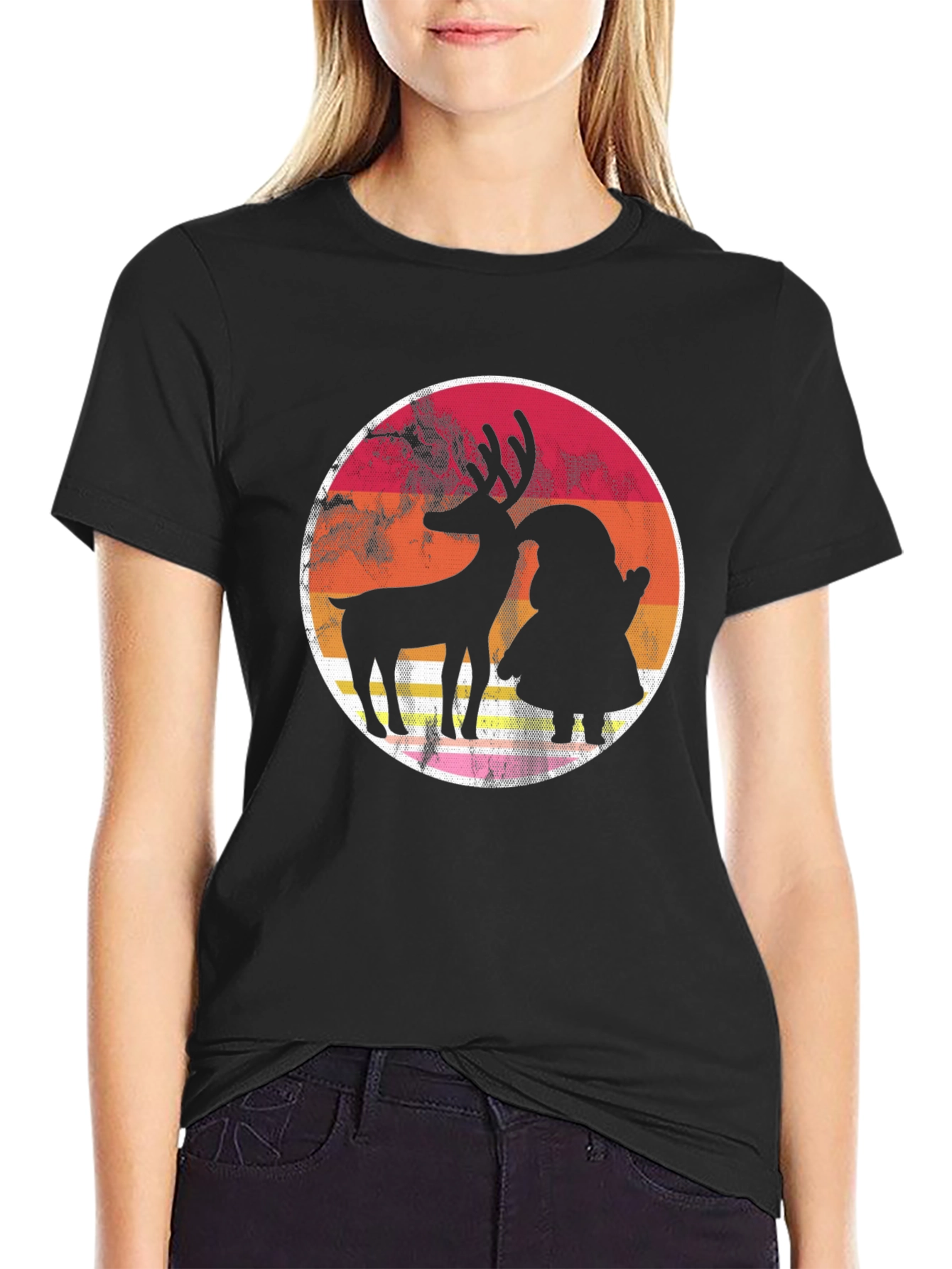 Retro Reindeer & Santa Graphic Tee