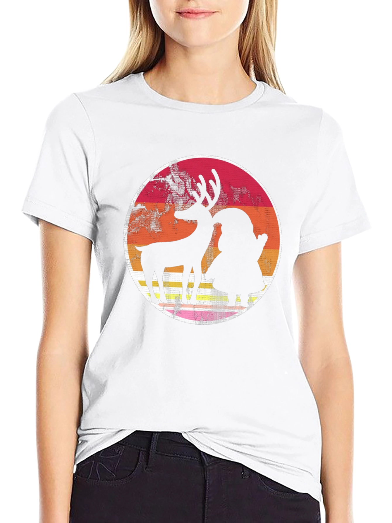 Retro Reindeer & Santa Graphic Tee