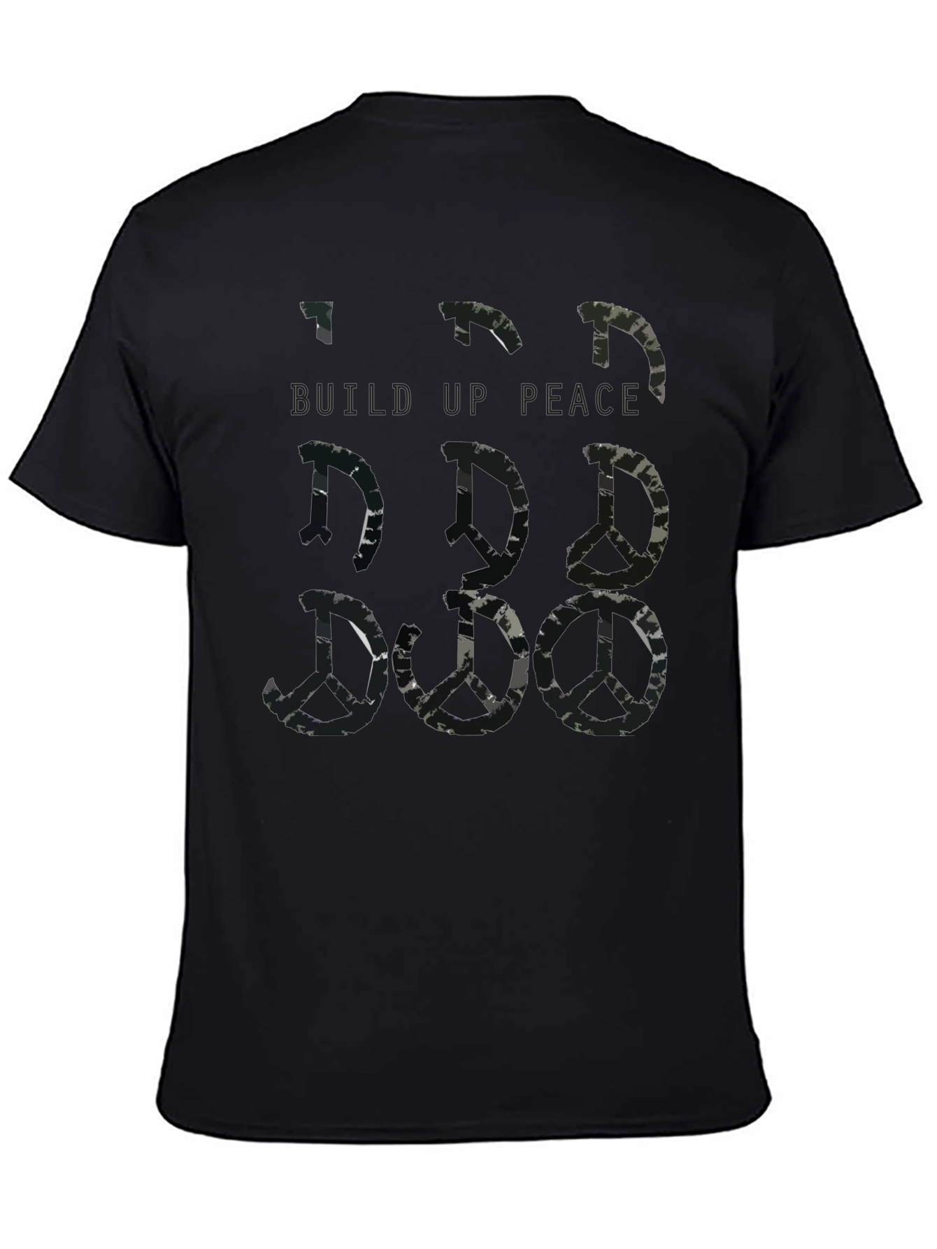 Build Up Peace Camo Peace Sign Graphic T-Shirt