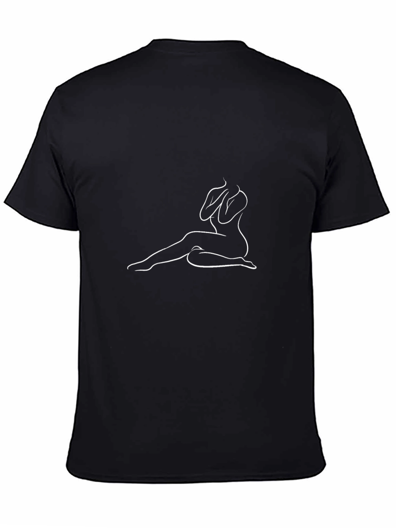 Minimalist Woman Outline Black T-Shirt