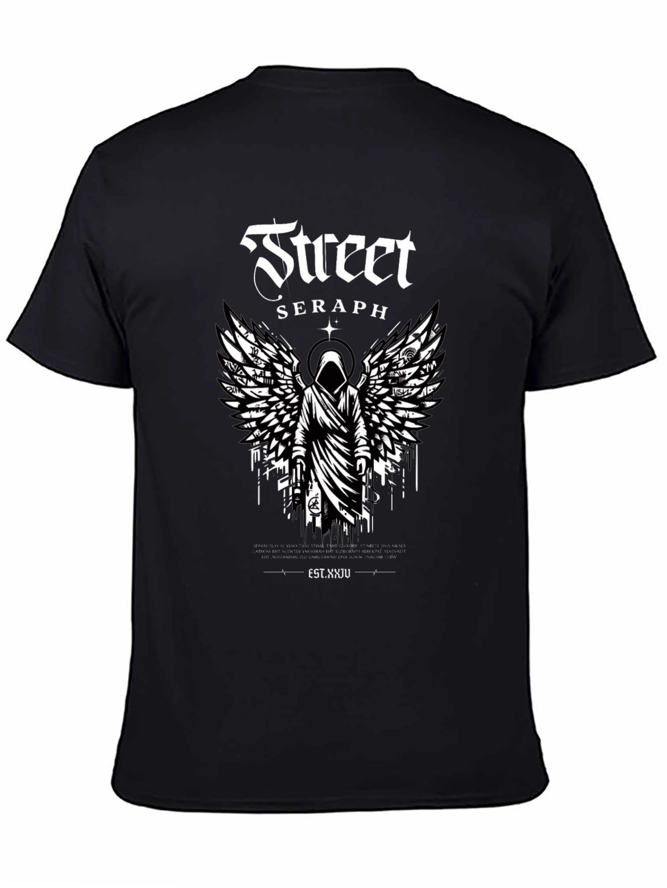 Street Seraph Black T-Shirt - Urban Angel Design