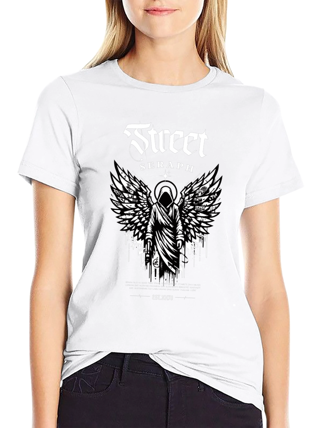 Street Seraph Black T-Shirt - Urban Angel Design