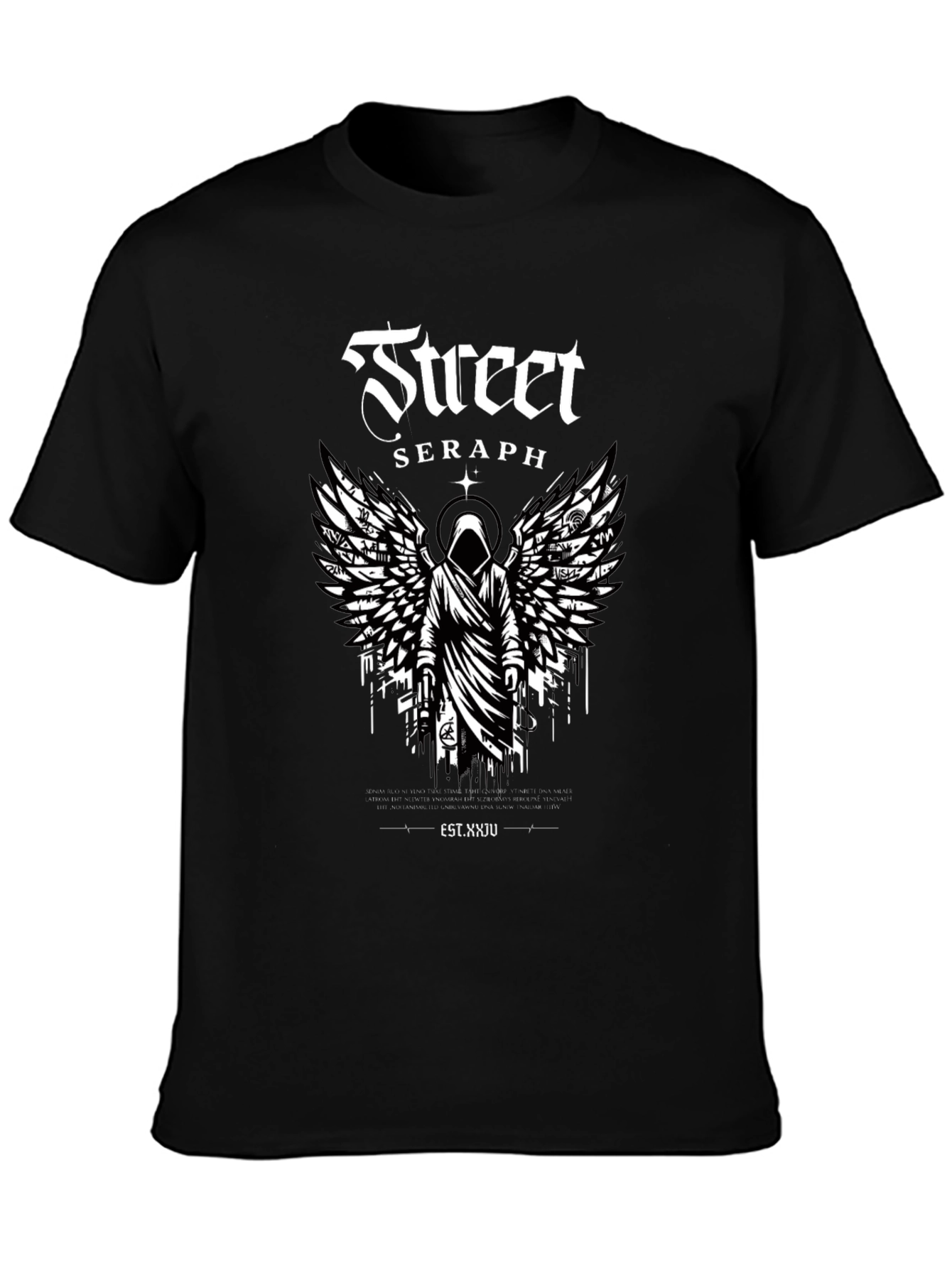 Street Seraph Black T-Shirt - Urban Angel Design