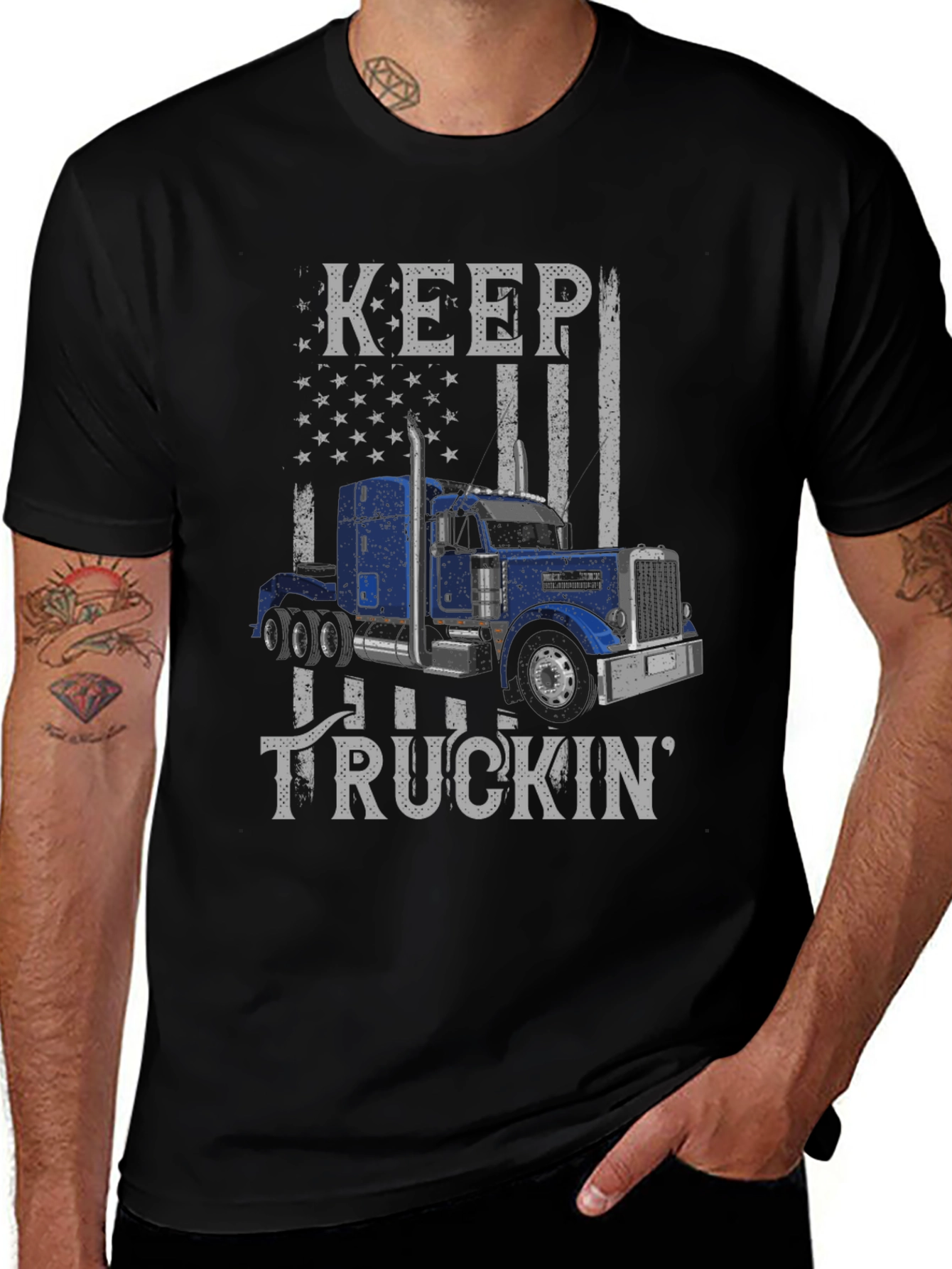 Keep Truckin Graphic Tee - USA Flag