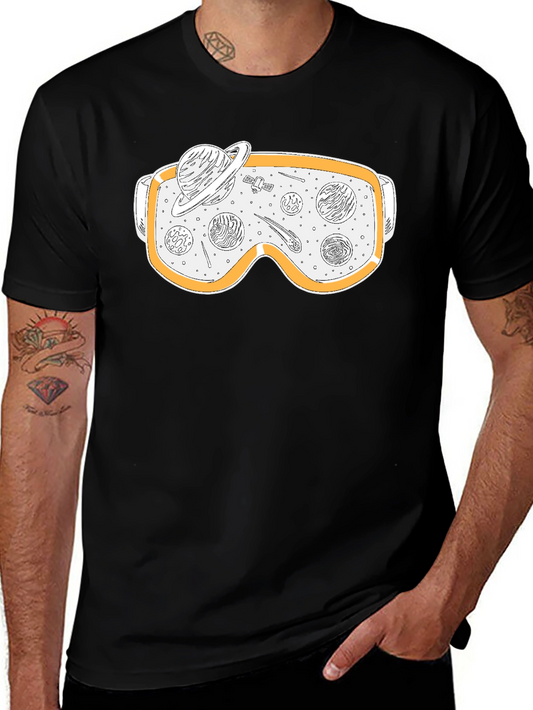 Space Goggles Graphic Tee - Black Cotton Blend