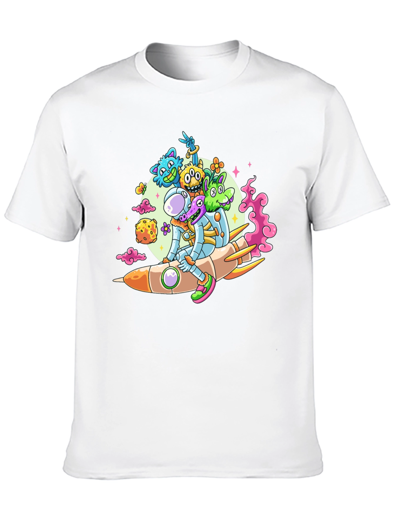 Astronaut & Alien Rocket Ride Graphic Tee - Black