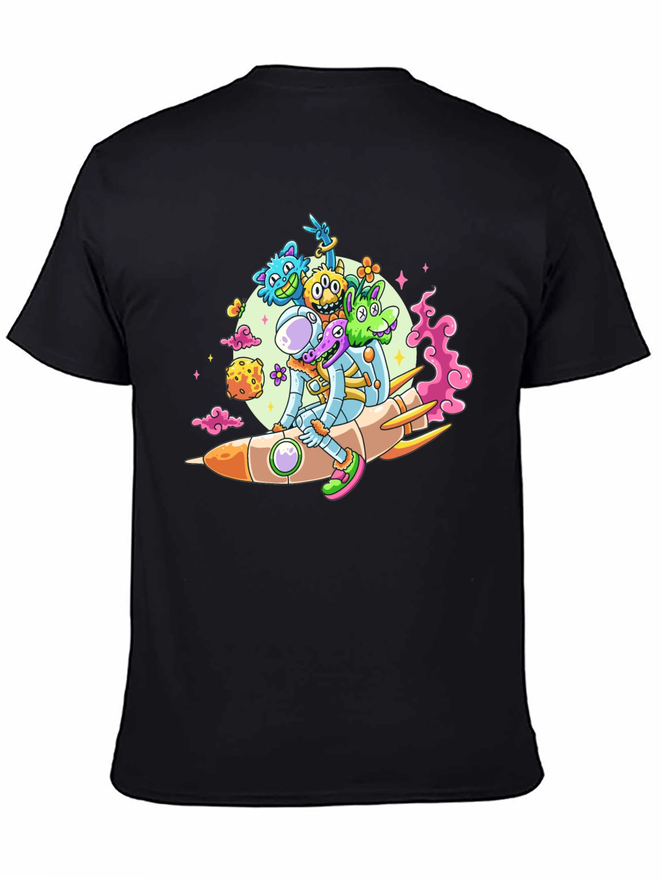 Astronaut & Alien Rocket Ride Graphic Tee - Black