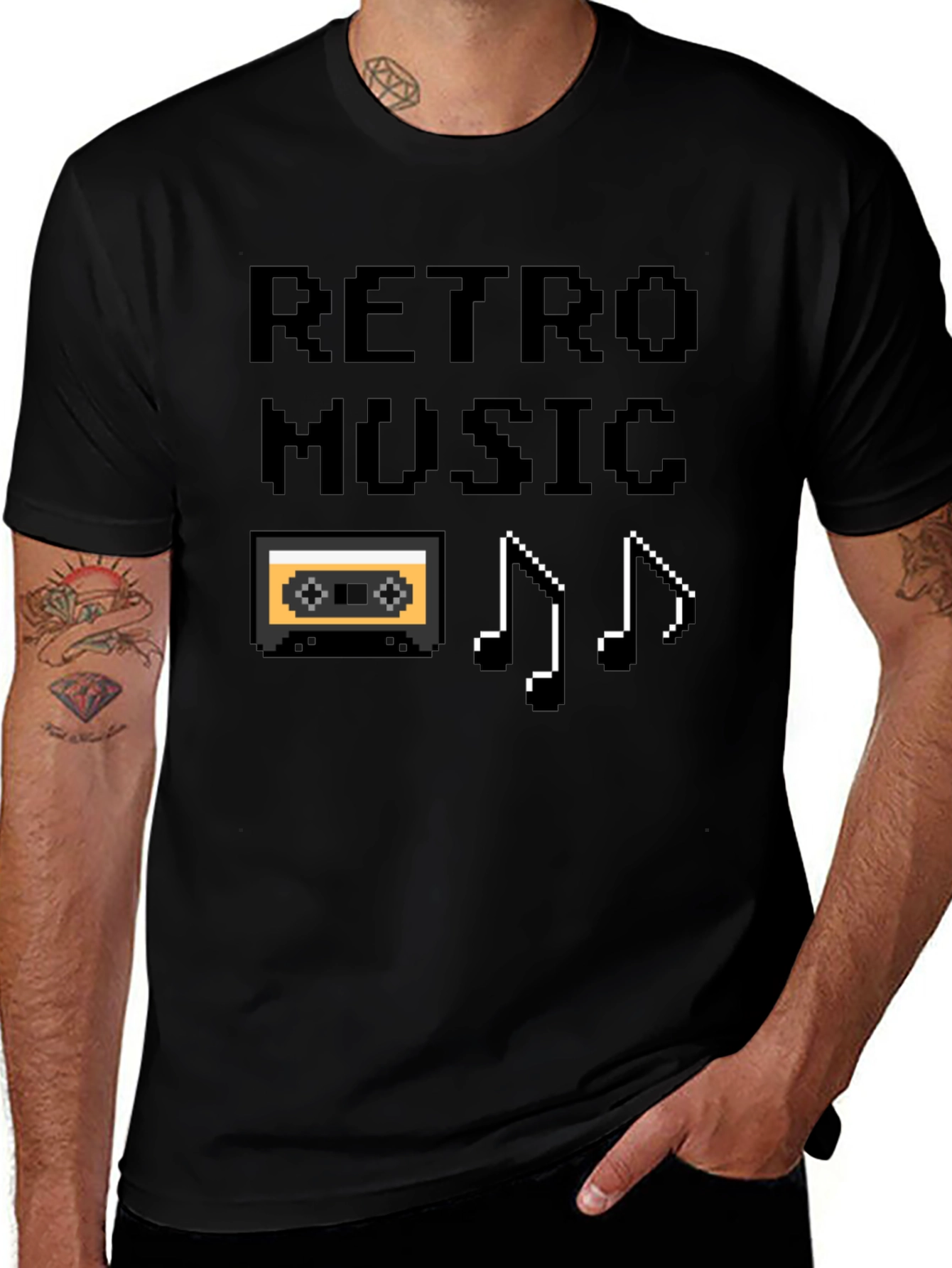 Retro Music Pixel Art Graphic T-Shirt