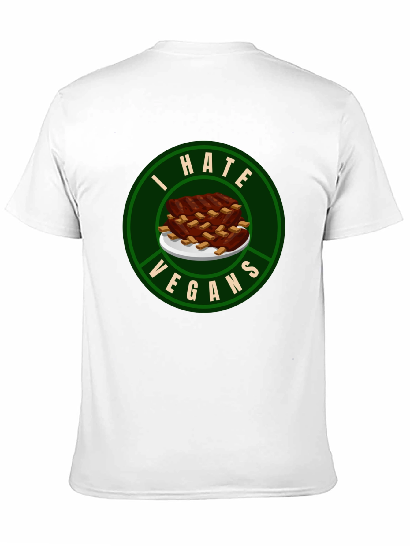 I Hate Vegans T-Shirt - Ribs Design