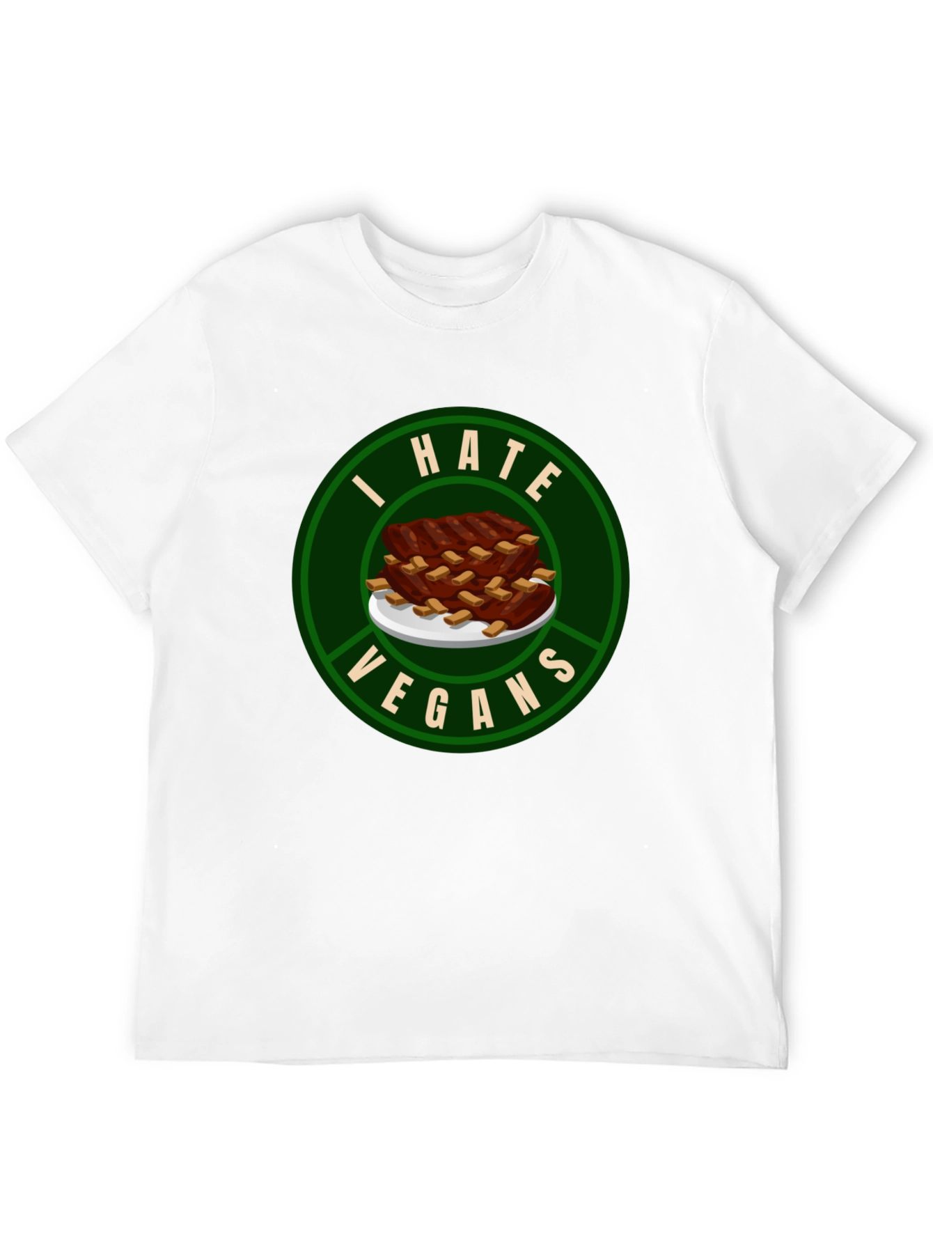 I Hate Vegans T-Shirt - Ribs Design
