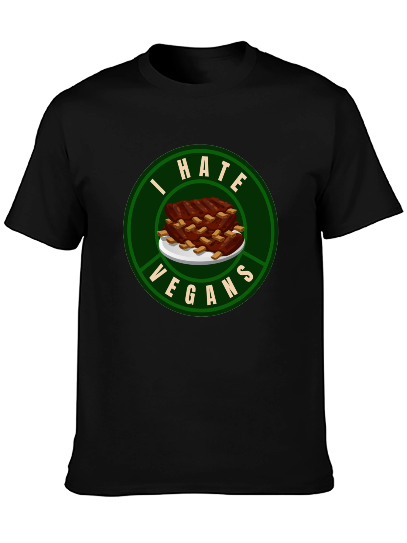 I Hate Vegans T-Shirt - Ribs Design