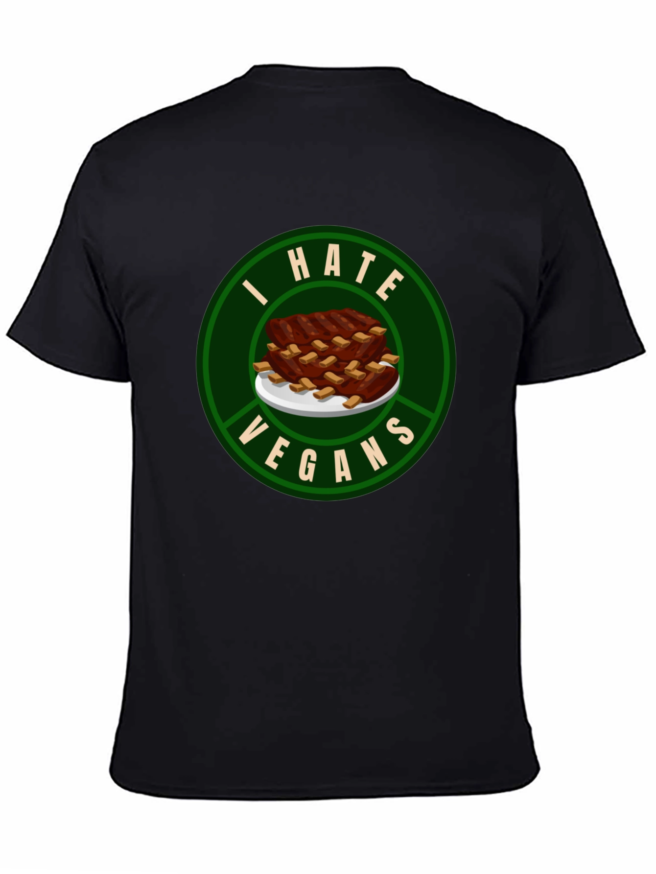 I Hate Vegans T-Shirt - Ribs Design