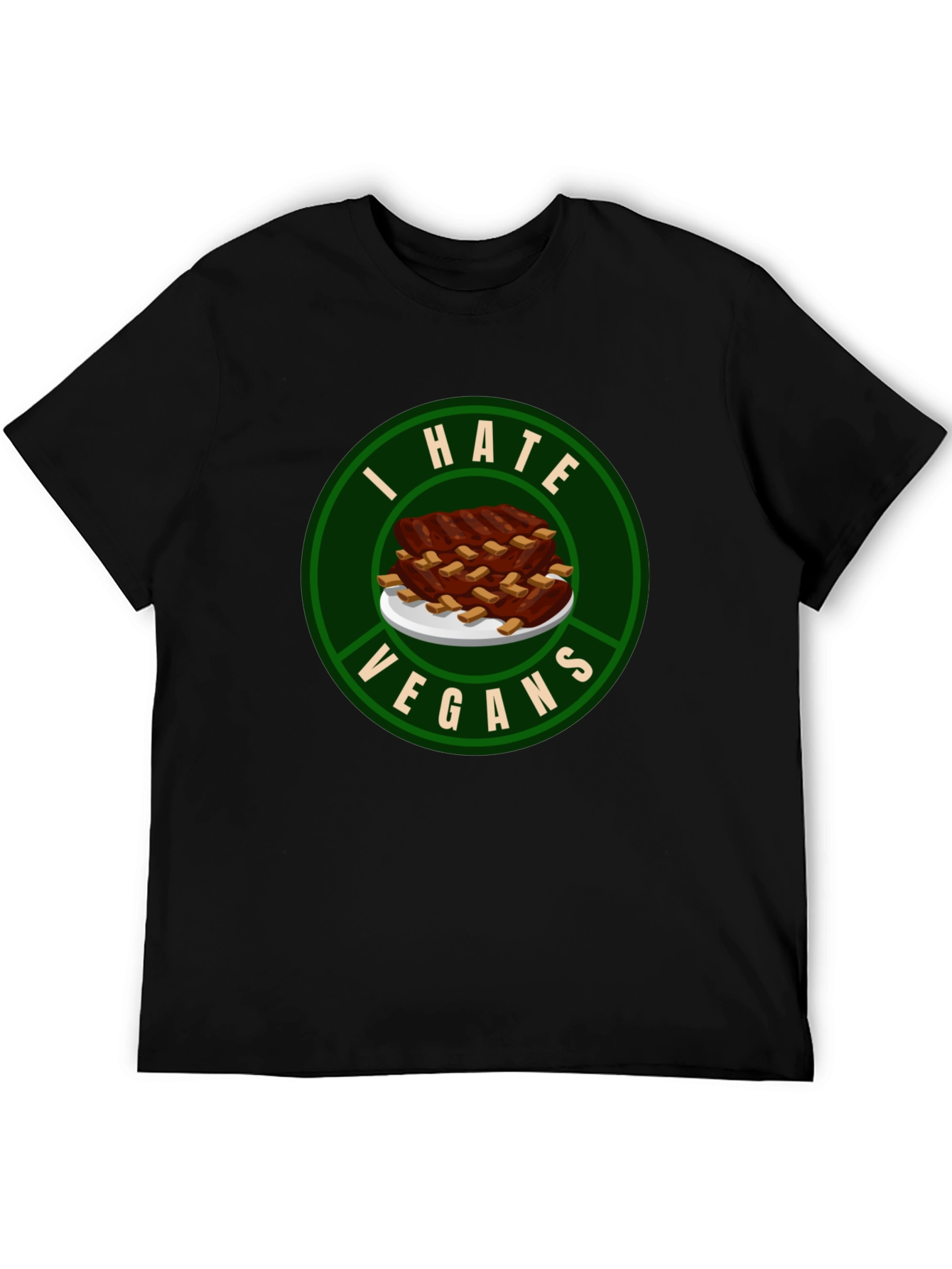 I Hate Vegans T-Shirt - Ribs Design