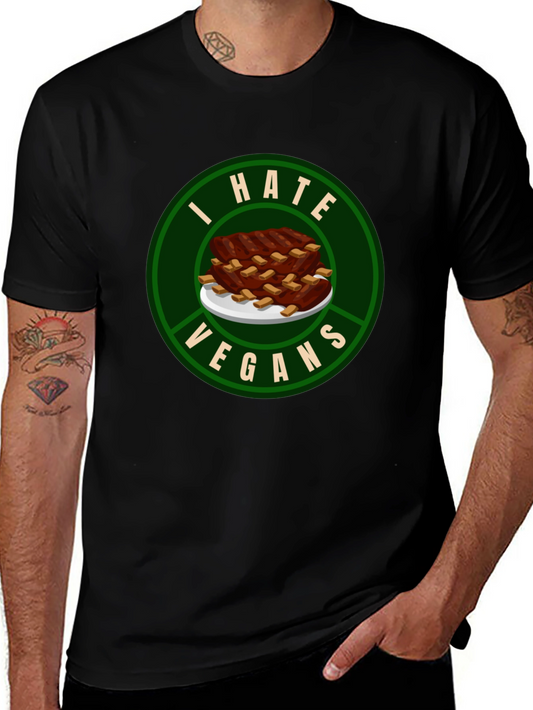 I Hate Vegans T-Shirt - Ribs Design