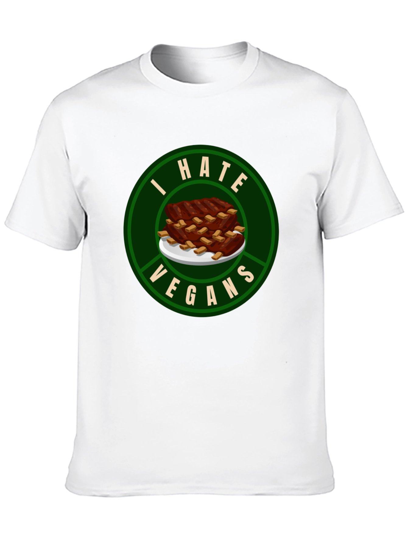 I Hate Vegans T-Shirt - Ribs Design