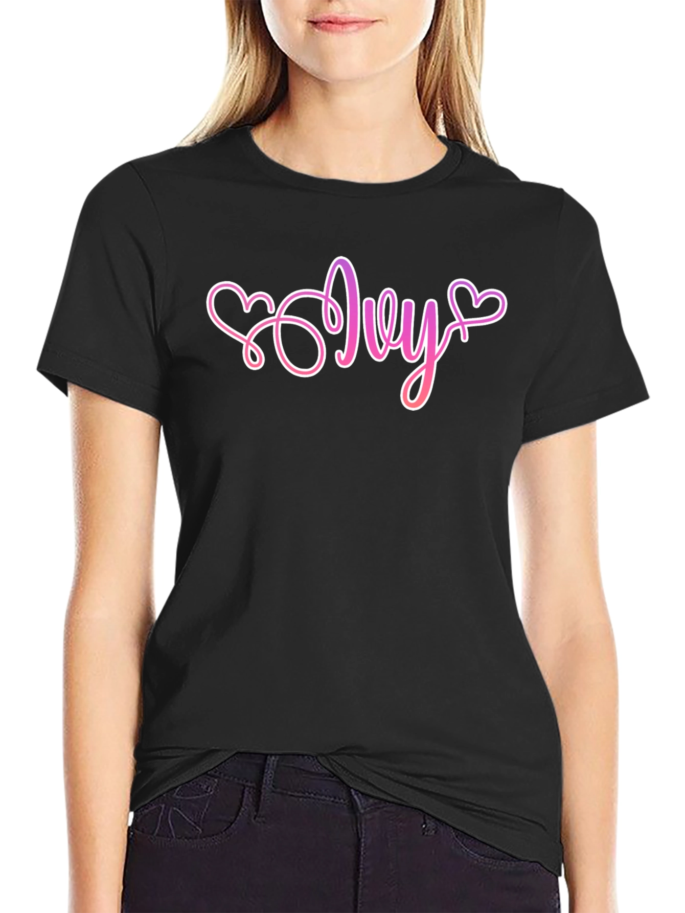 Ivy Heart Graphic Black T-Shirt