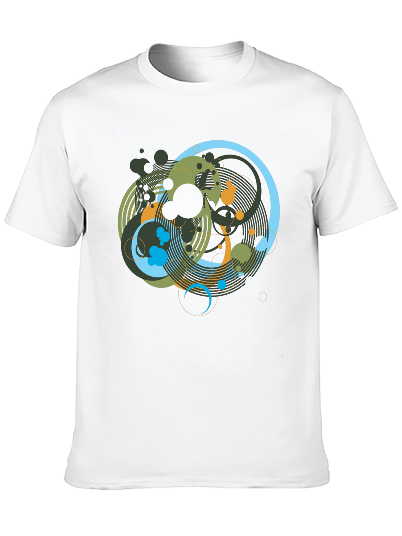 Abstract Geometric Circle Design Black T-Shirt