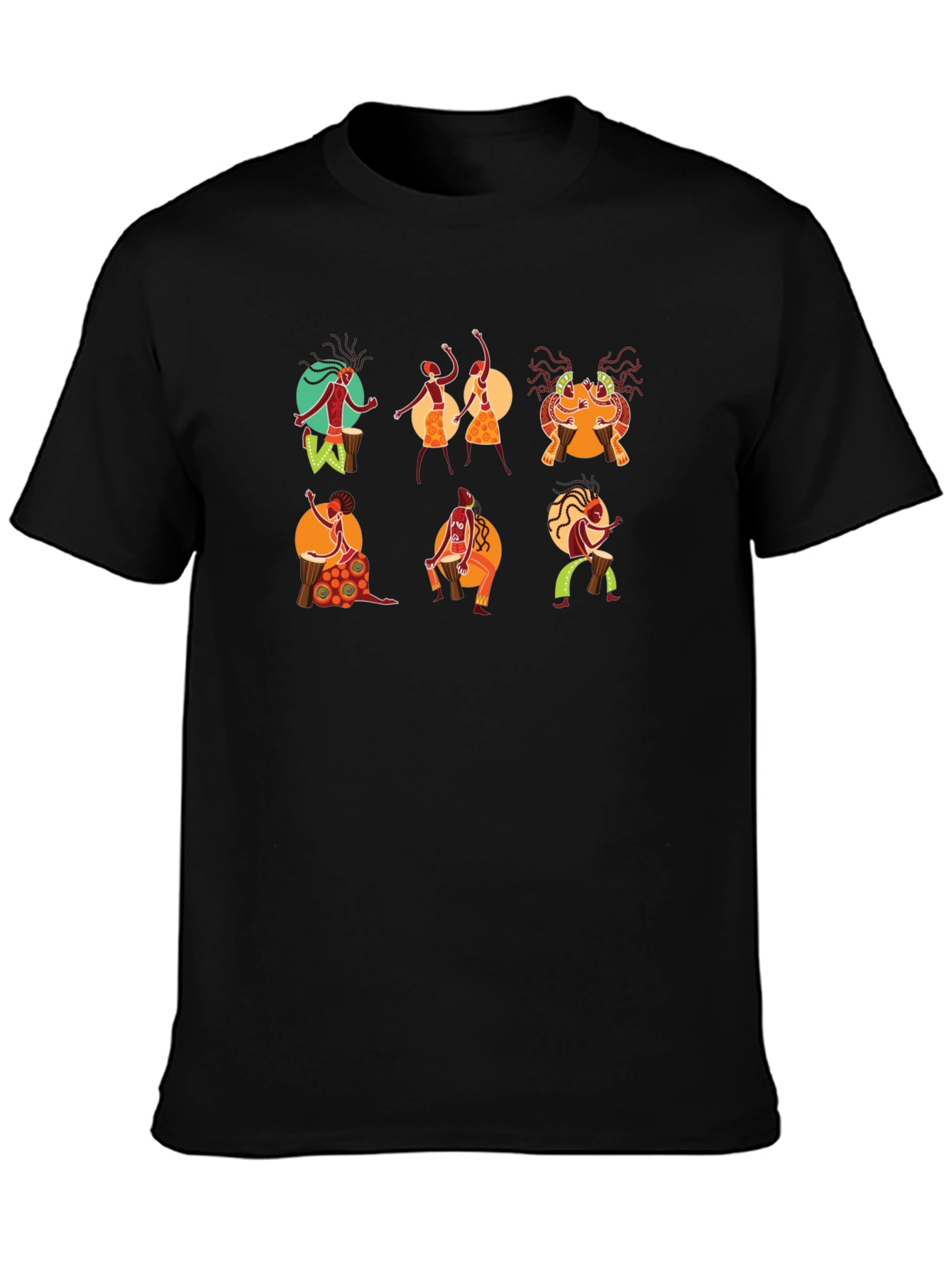 Tribal Drummer Graphic Black T-Shirt