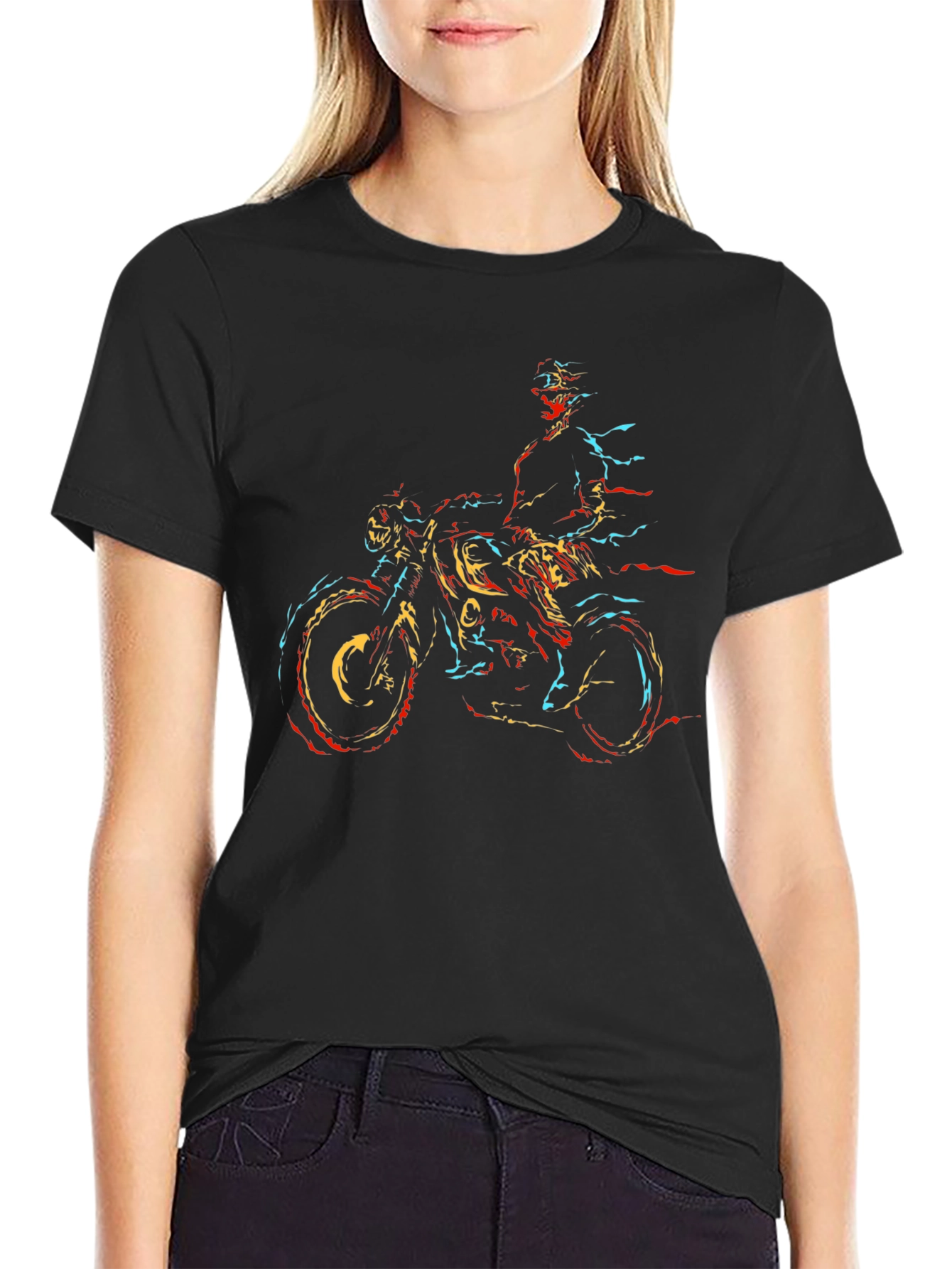 Motorcycle Rider Graphic Black T-Shirt