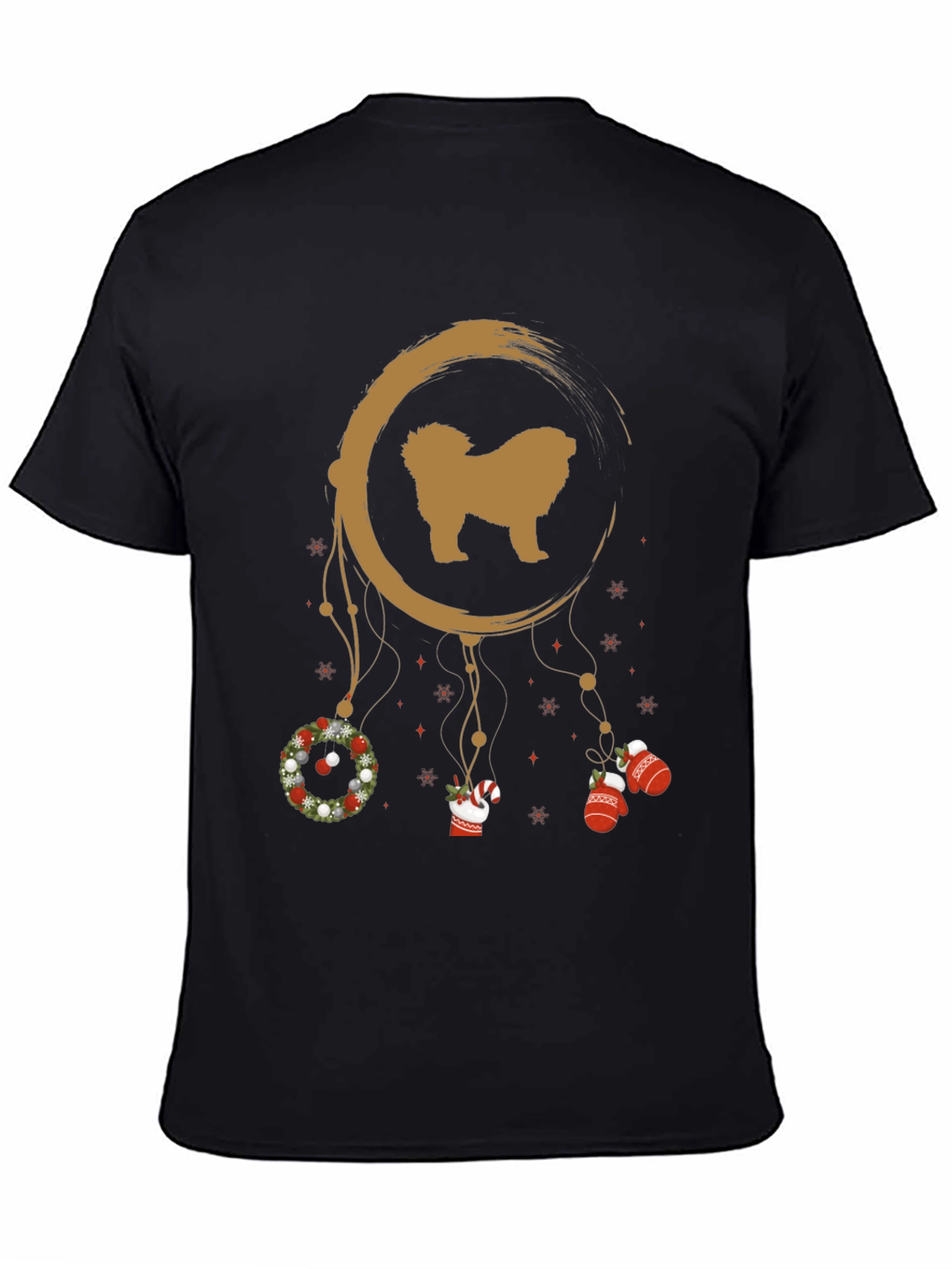 Festive Dog Dreamcatcher Graphic Tee - Christmas Holiday Shirt