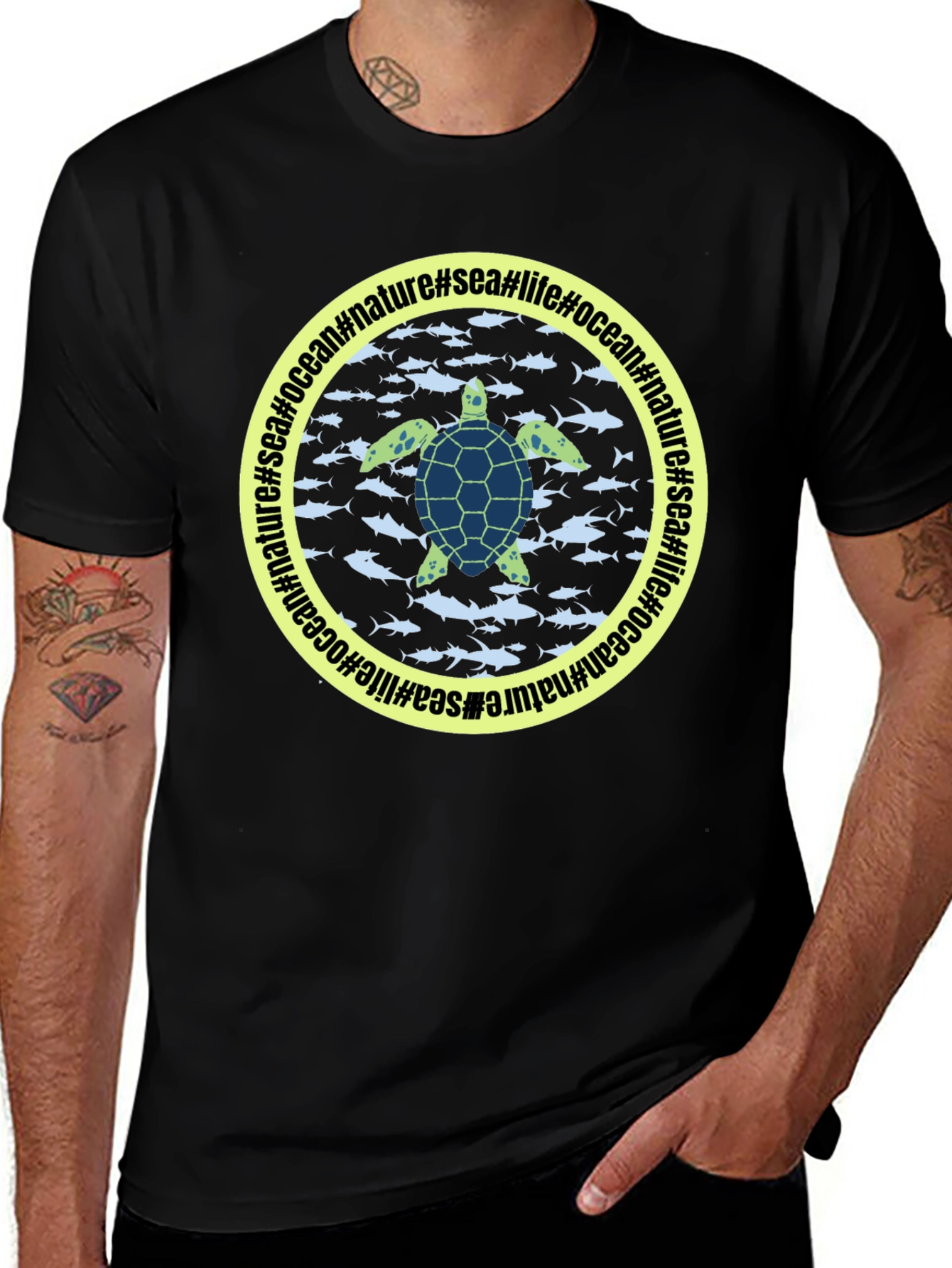 Sea Turtle Graphic Black T-Shirt