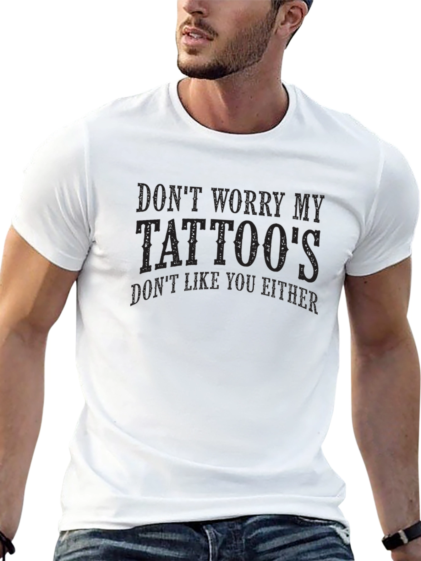 Dont Worry My Tattoos Mens Black Graphic Tee