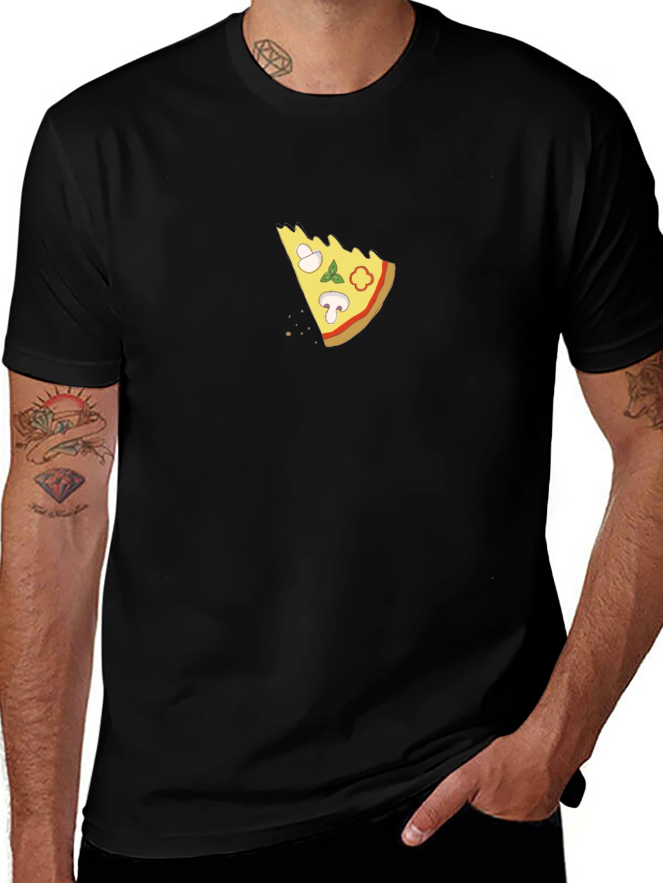Pizza Slice Graphic T-Shirt - Casual Black Tee