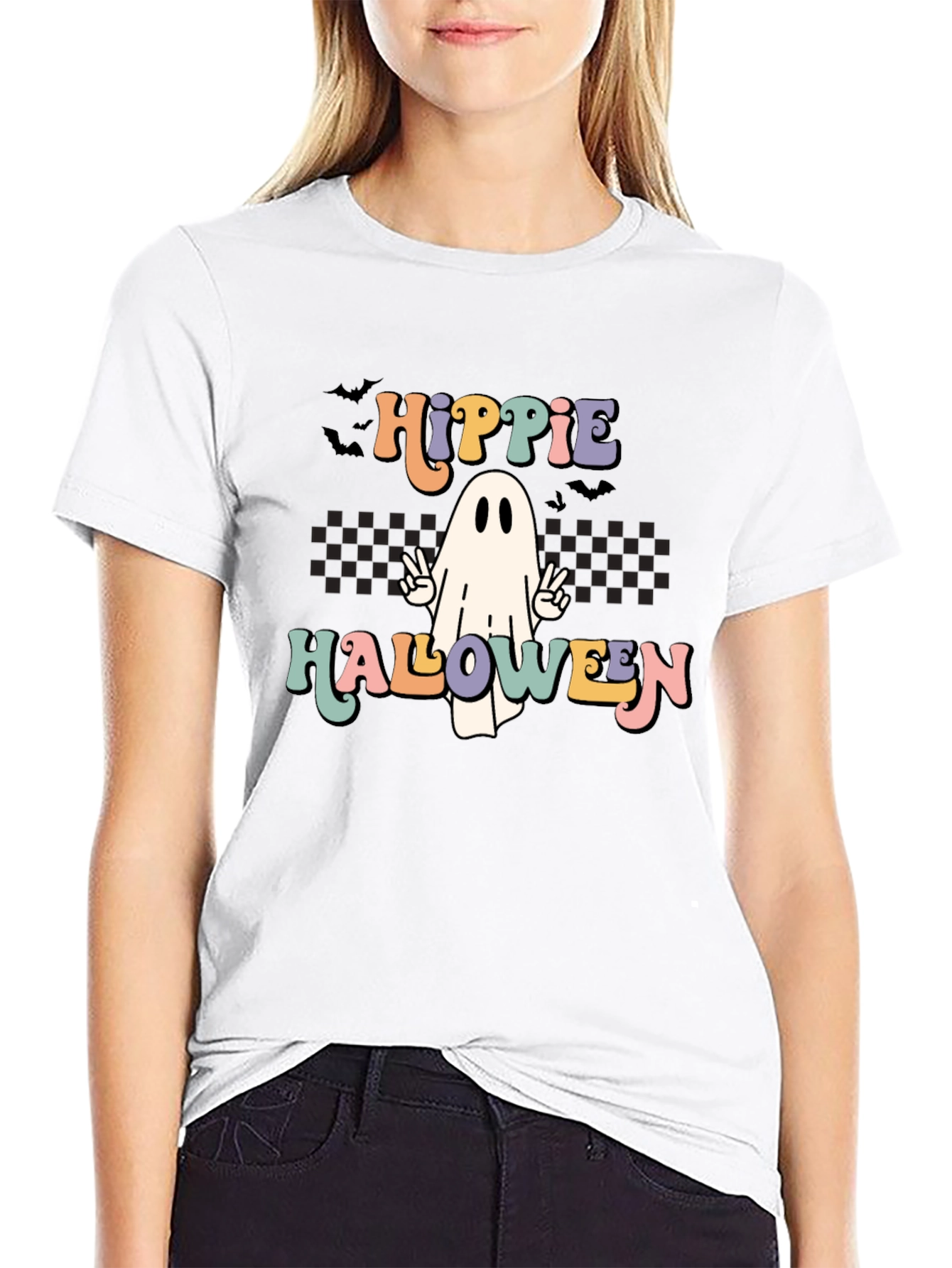 Hippie Halloween Ghost Graphic Tee