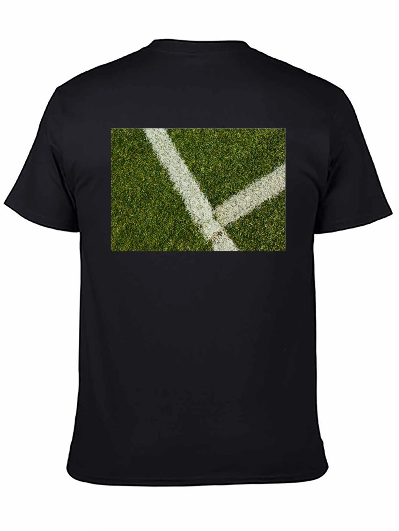 Grass Field Lines Black T-Shirt