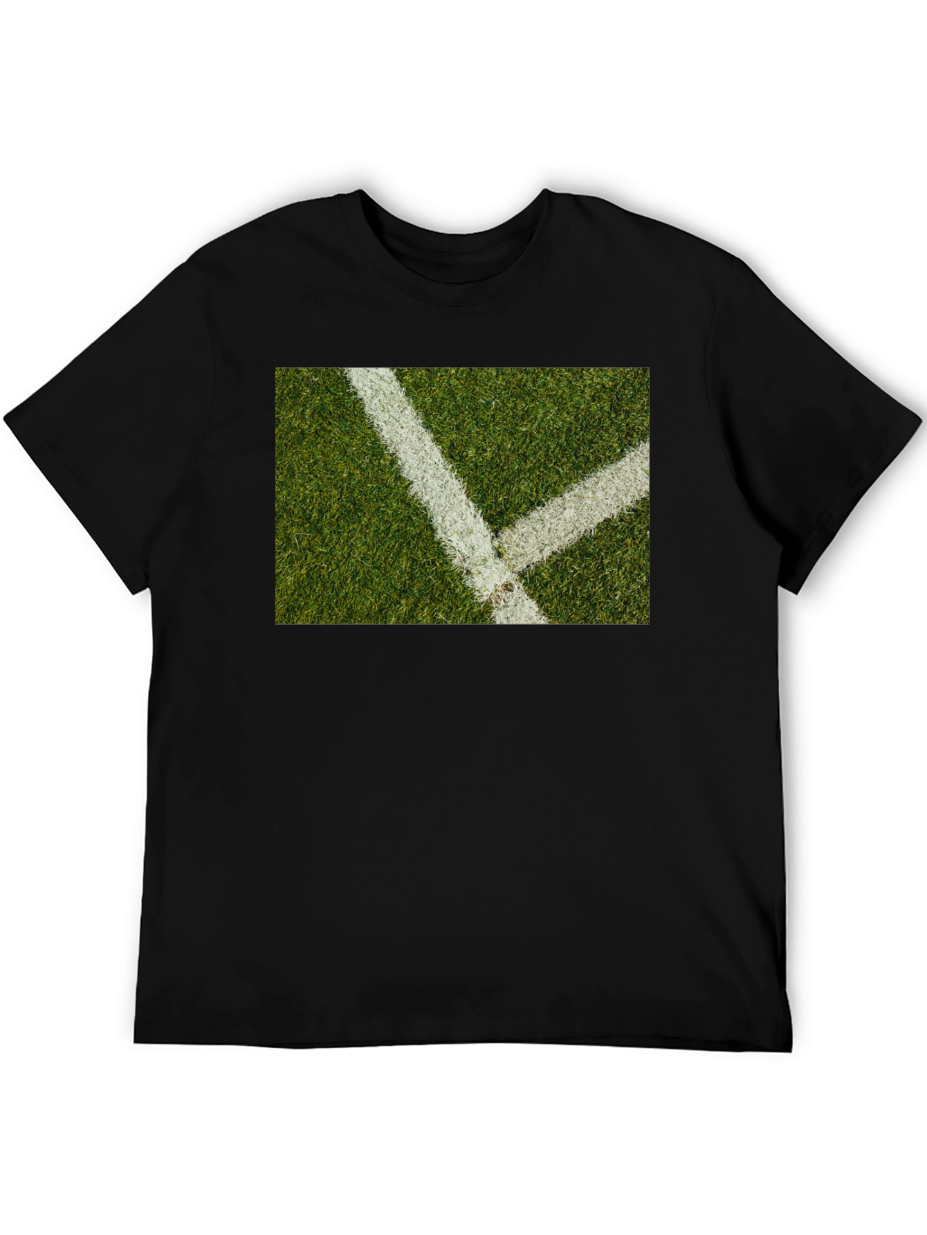 Grass Field Lines Black T-Shirt
