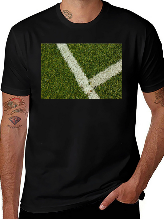 Grass Field Lines Black T-Shirt
