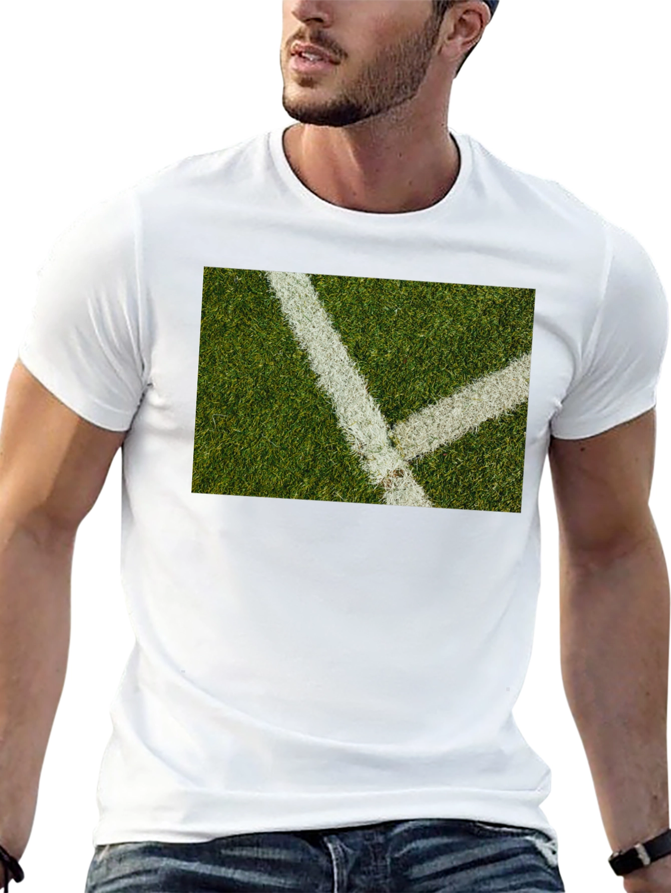 Grass Field Lines Black T-Shirt