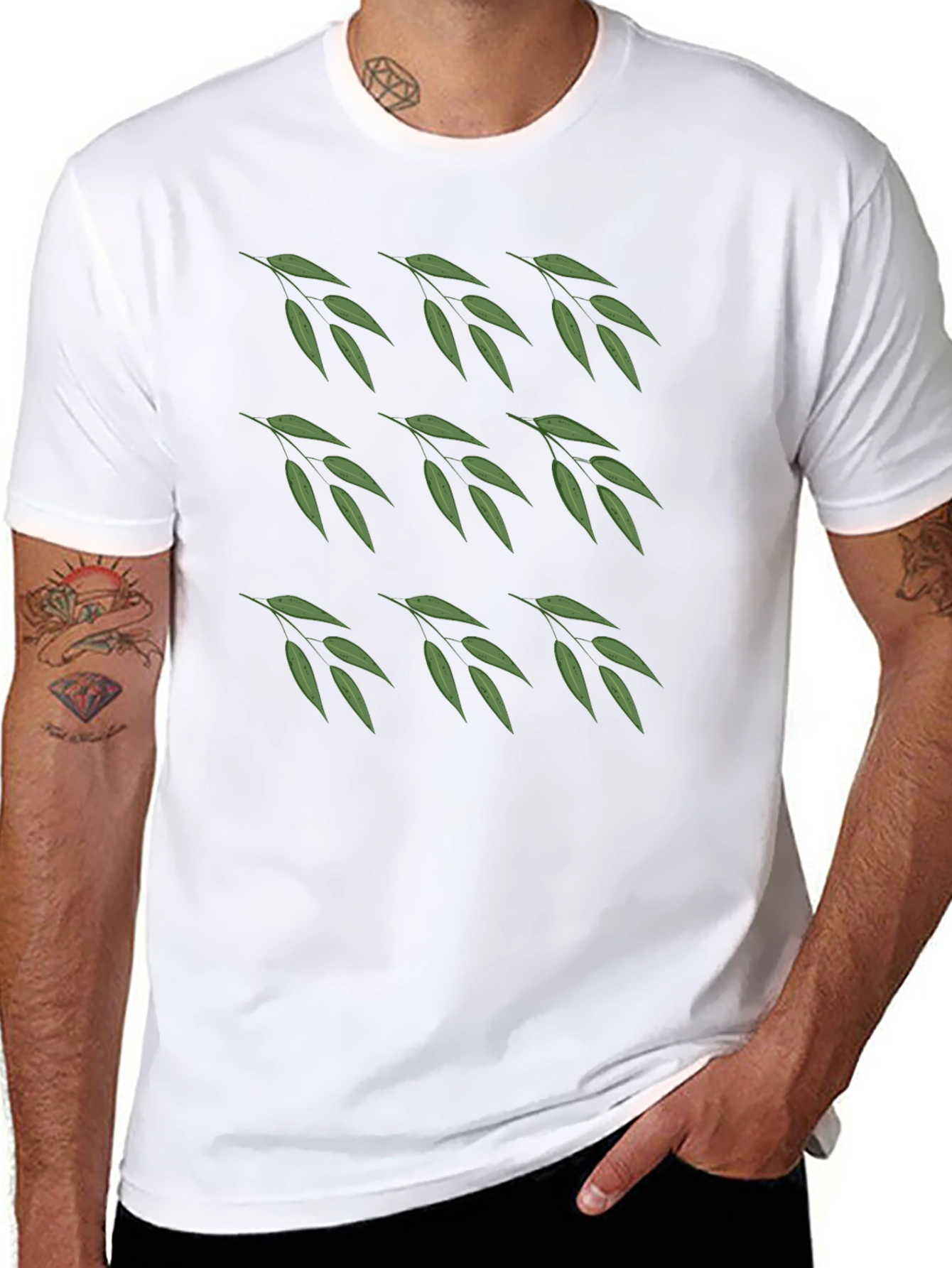 Leaf Pattern T-Shirt - Nature Inspired Casual Wear