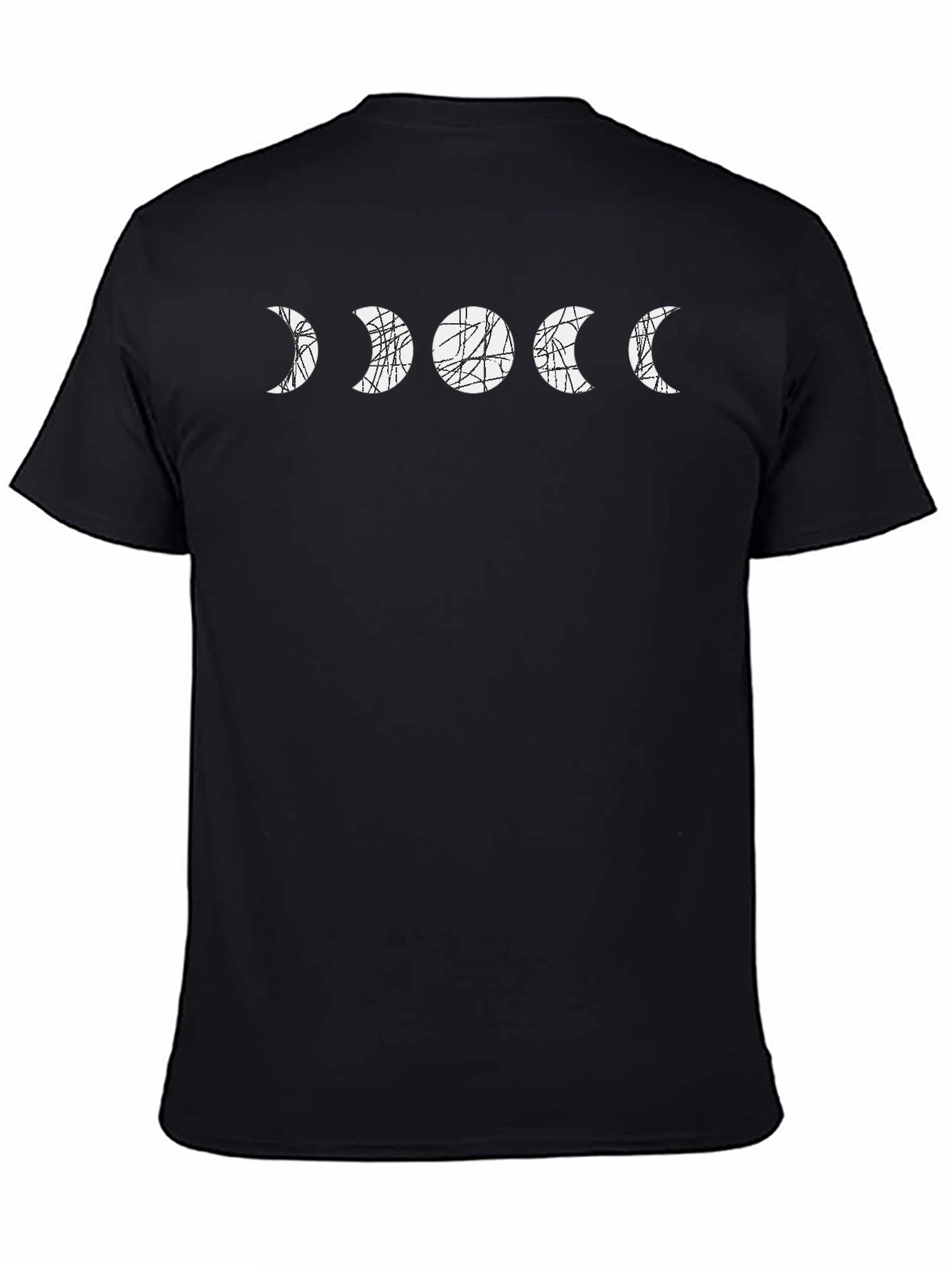 Moon Phase Graphic Tee - Black Cotton T-Shirt
