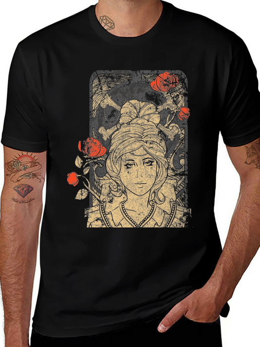 Gothic Maiden T-Shirt: Roses & Skulls