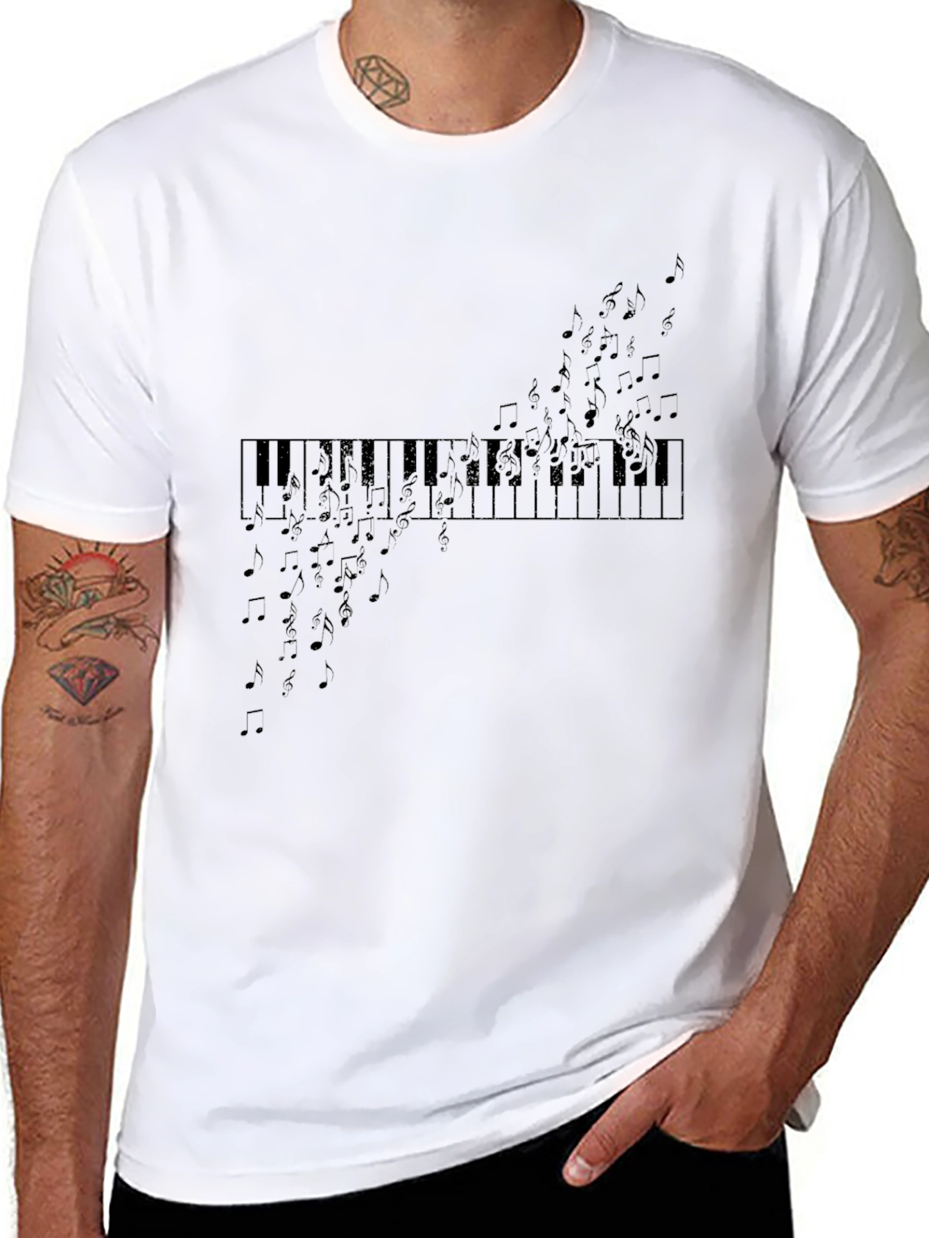 Musical Piano Notes Black T-Shirt